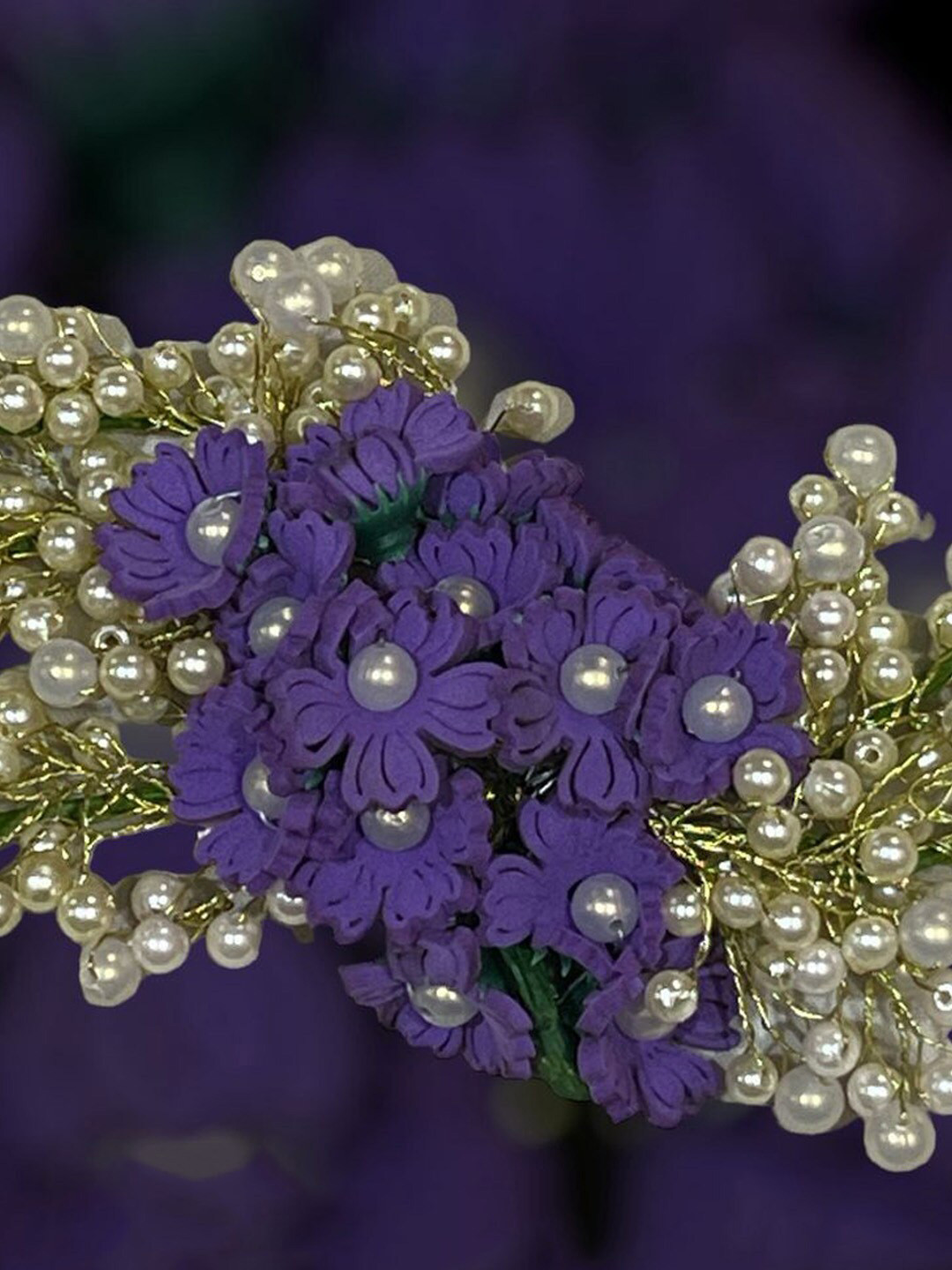 

VAGHBHATT Floral Beaded Bridal Hair Veni, Gold