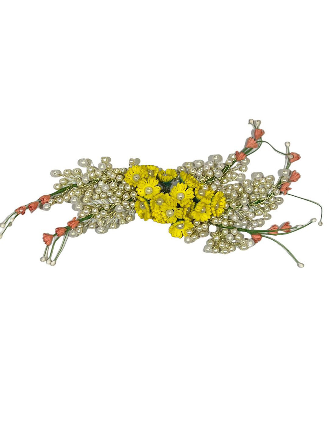 

VAGHBHATT Floral Beaded Bridal Hair Veni, Gold