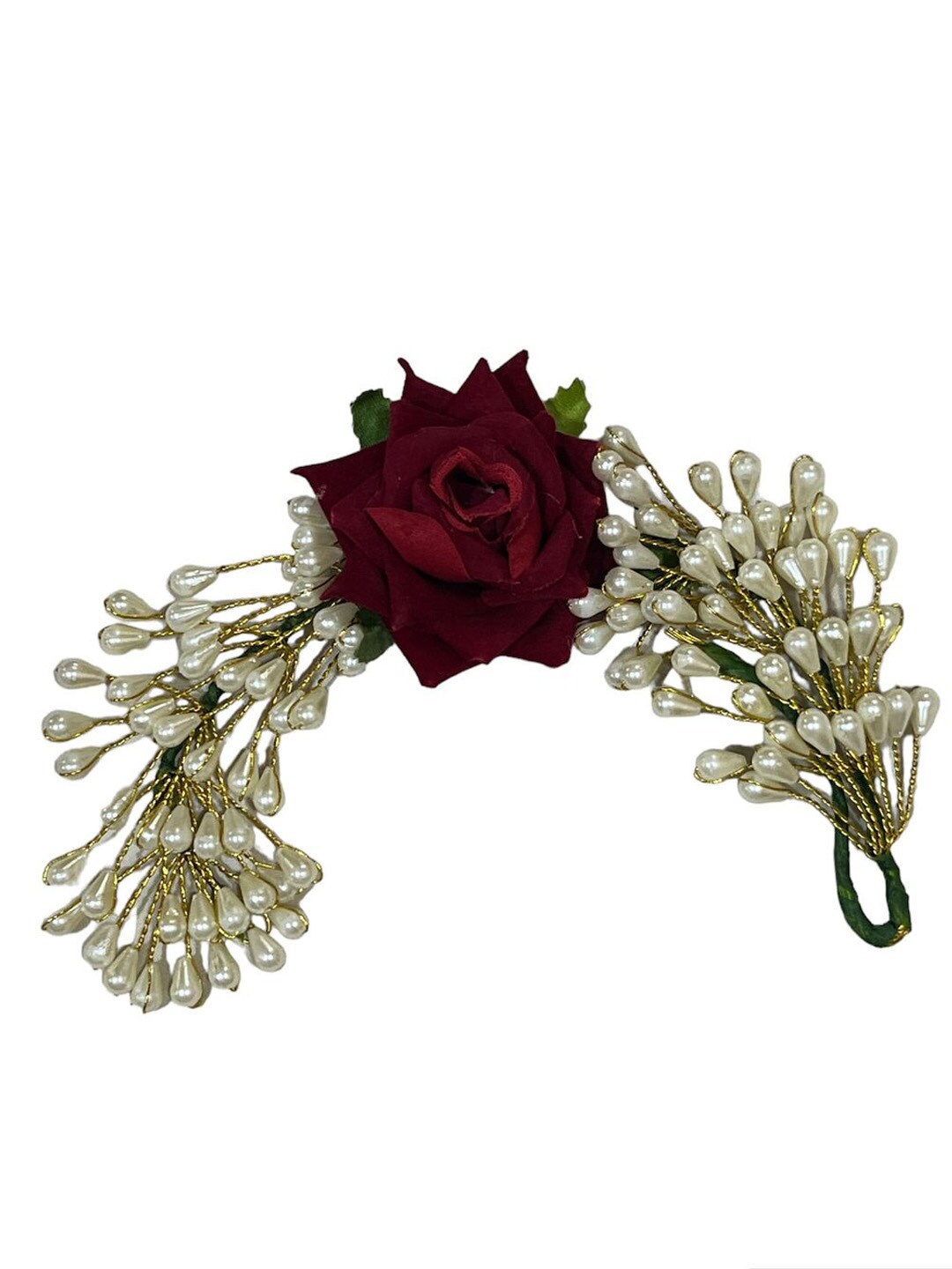 

VAGHBHATT Floral Beaded Bridal Hair Veni, Gold