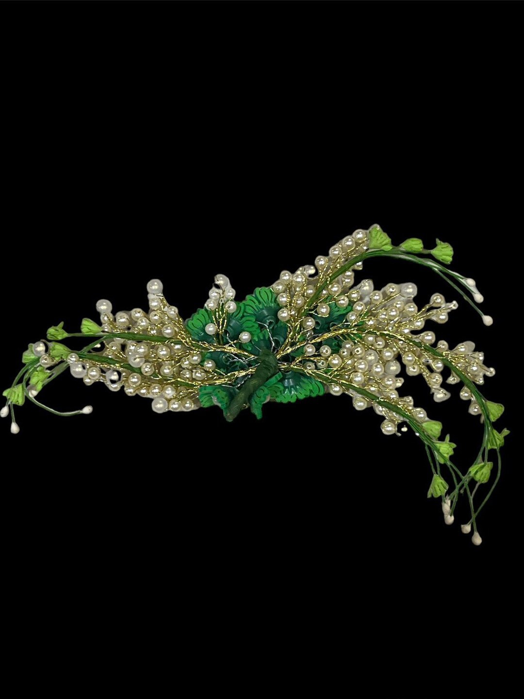 

VAGHBHATT Floral Beaded Bridal Hair Veni, Gold