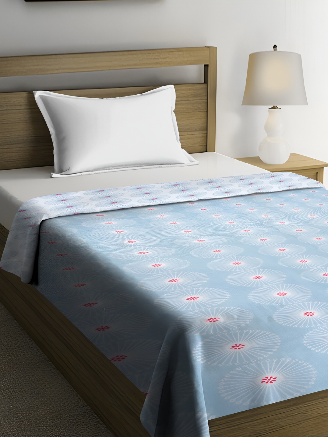 

RRC Turquoise Blue Floral AC Room 150 GSM Single Bed Dohar