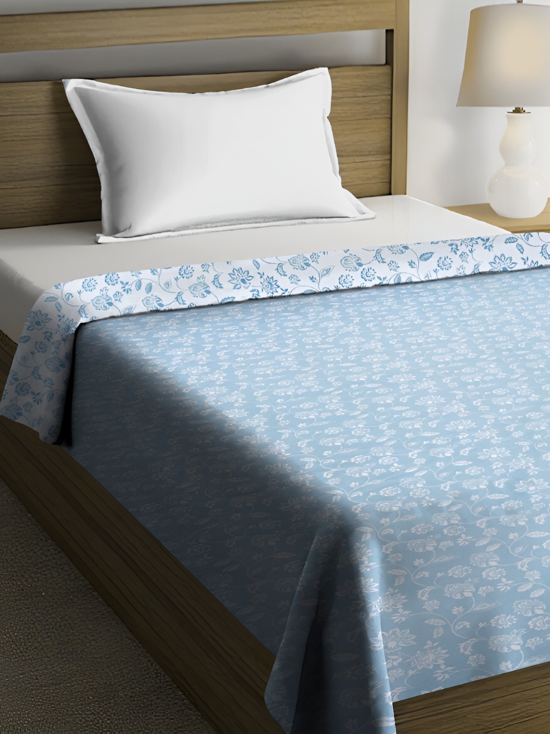 

RRC Blue Floral AC Room 150 GSM Single Bed Dohar