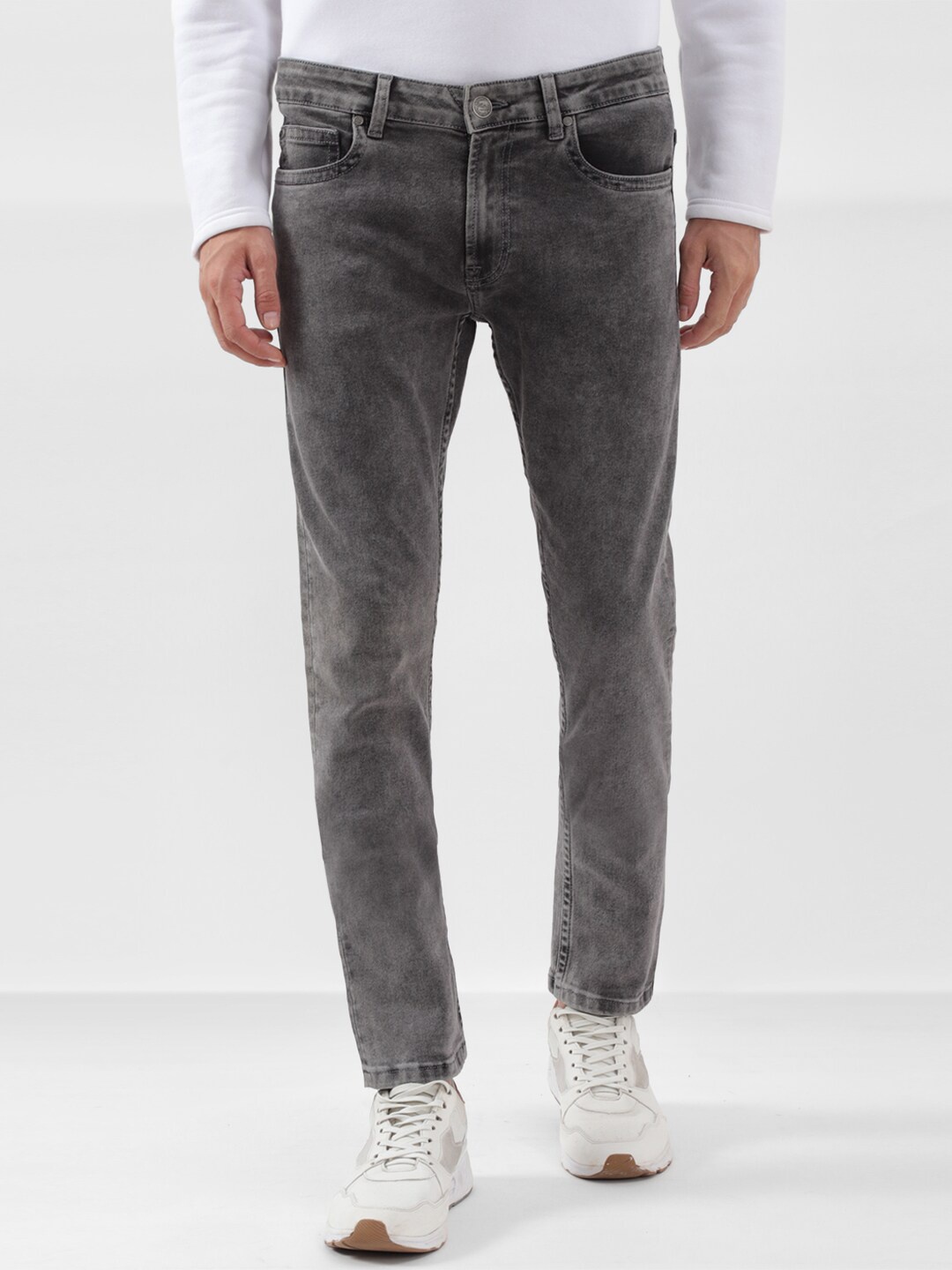 

Peter England Casuals Men Slim Fit Heavy Fade Clean Look Stretchable Jeans, Grey