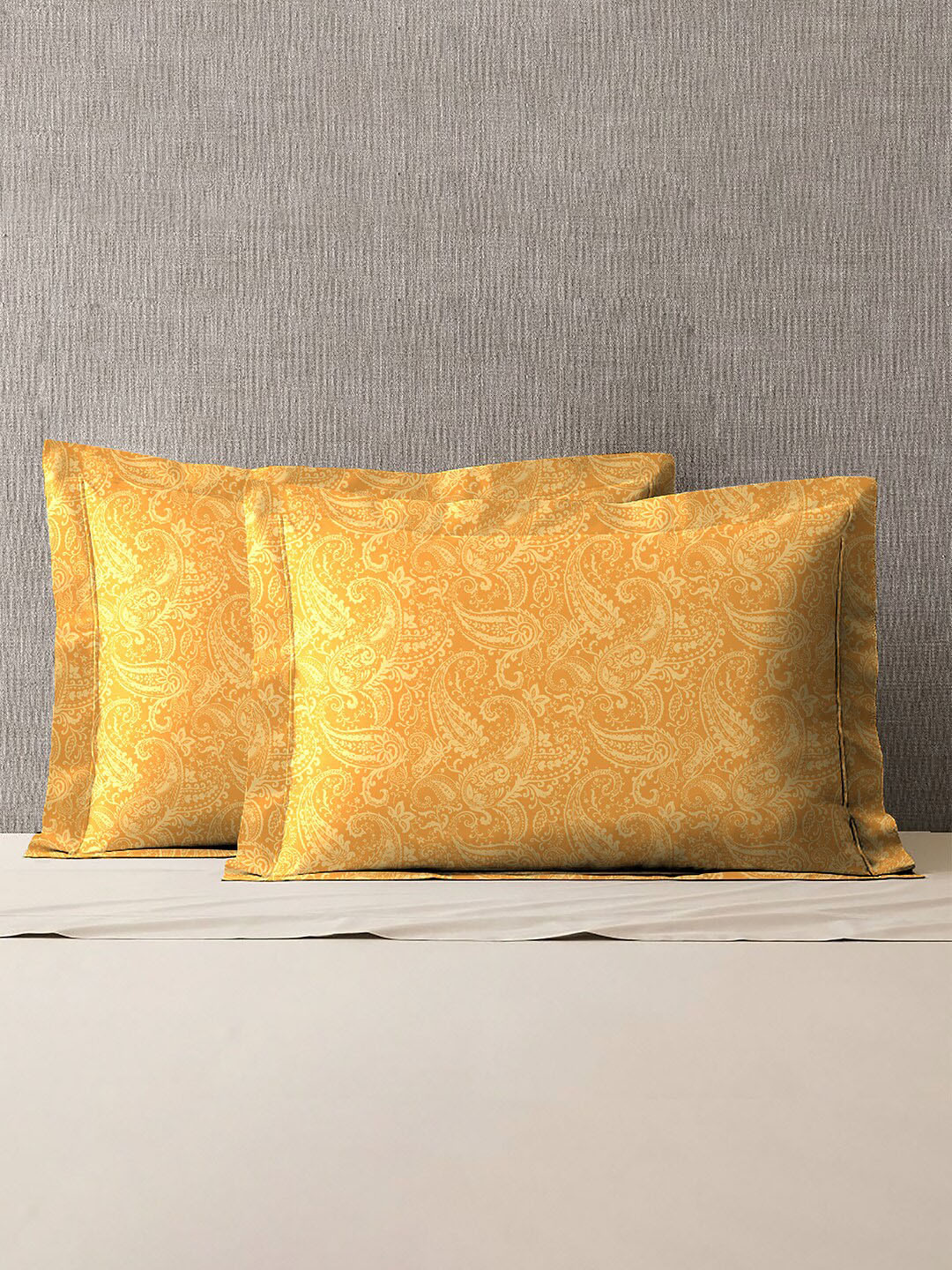 

MYTRIDENT Yellow 2 Pieces Printed Pure Cotton Rectangle Pillow Covers
