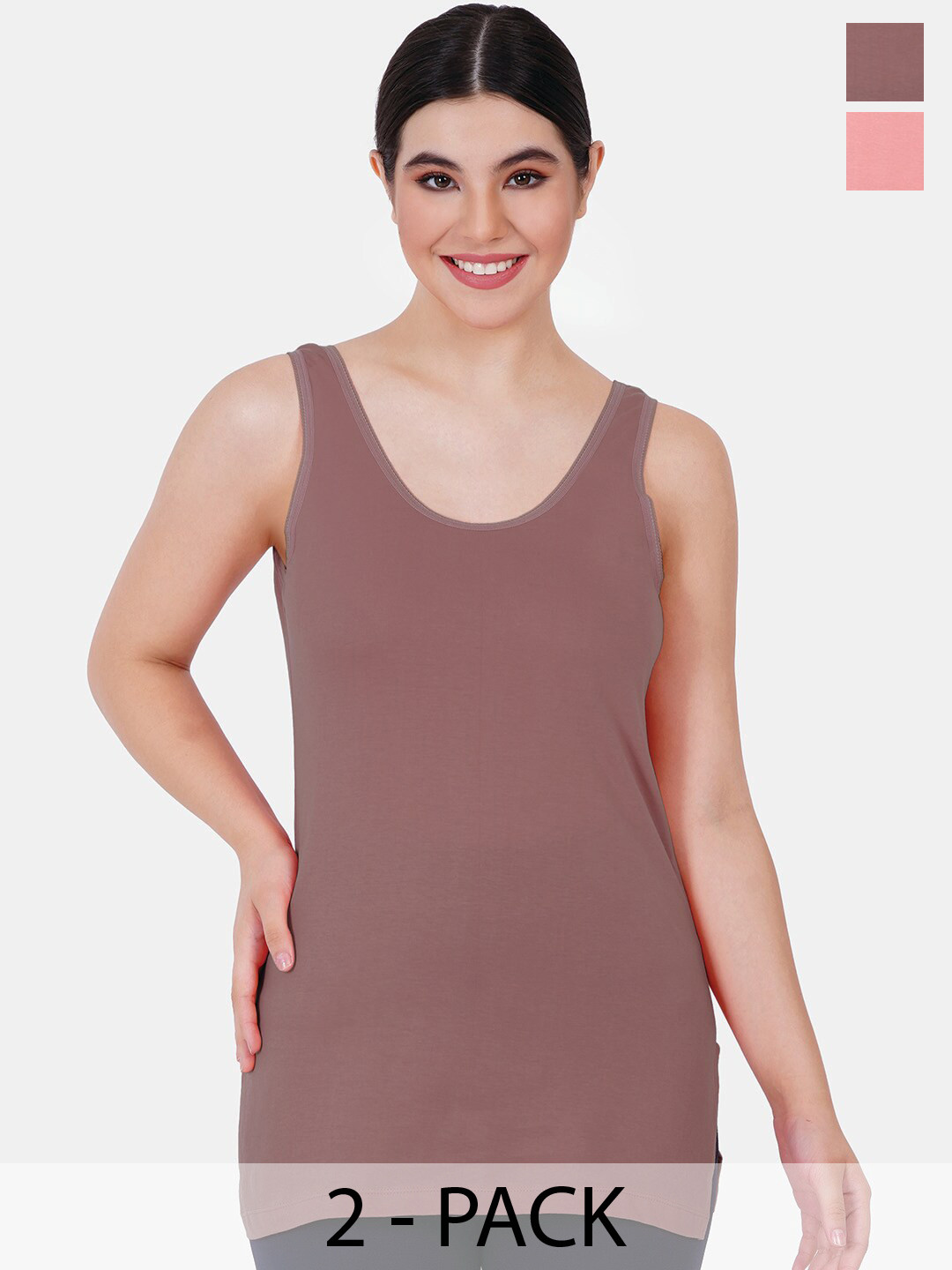 

Reveira Pack Of 2 Non Padded Camisoles, Brown