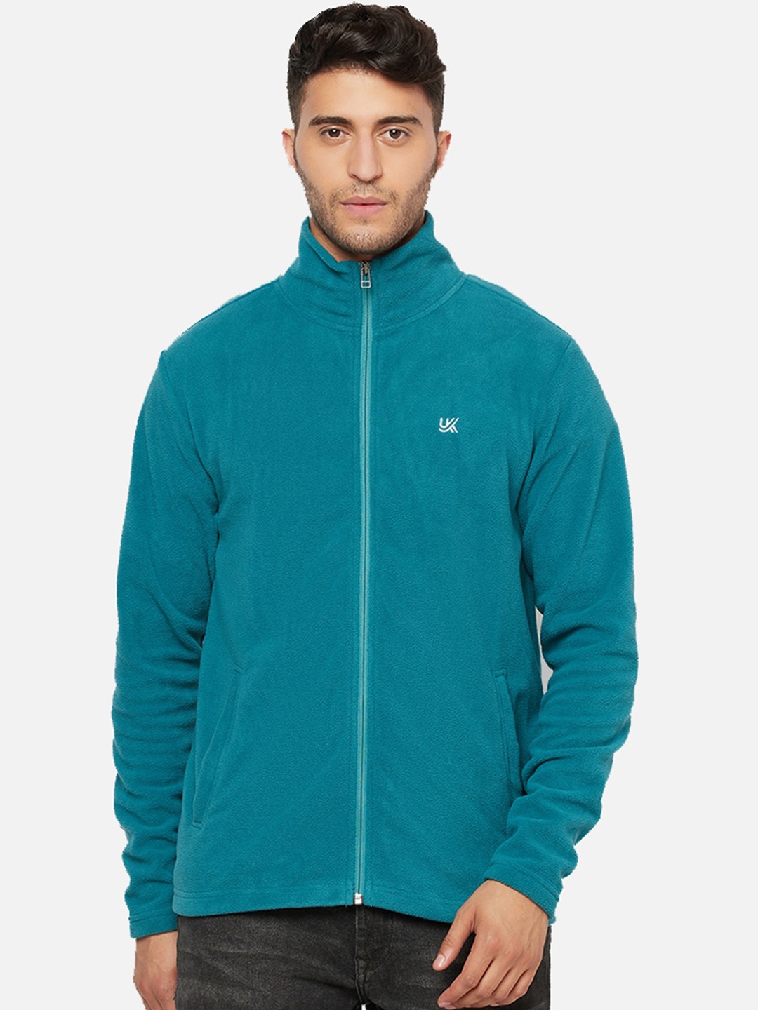 

URKNIT Mock Collar Fleece Lightweight Sporty Jacket, Teal