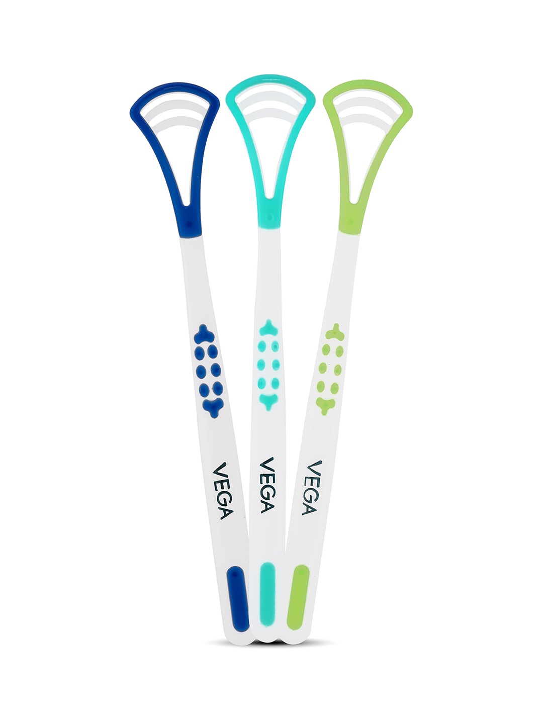 

VEGA Set of 3 TCP-02 EasyGlide Tongue Cleaner Scraper with Perfect Grip - Multicolored, Blue