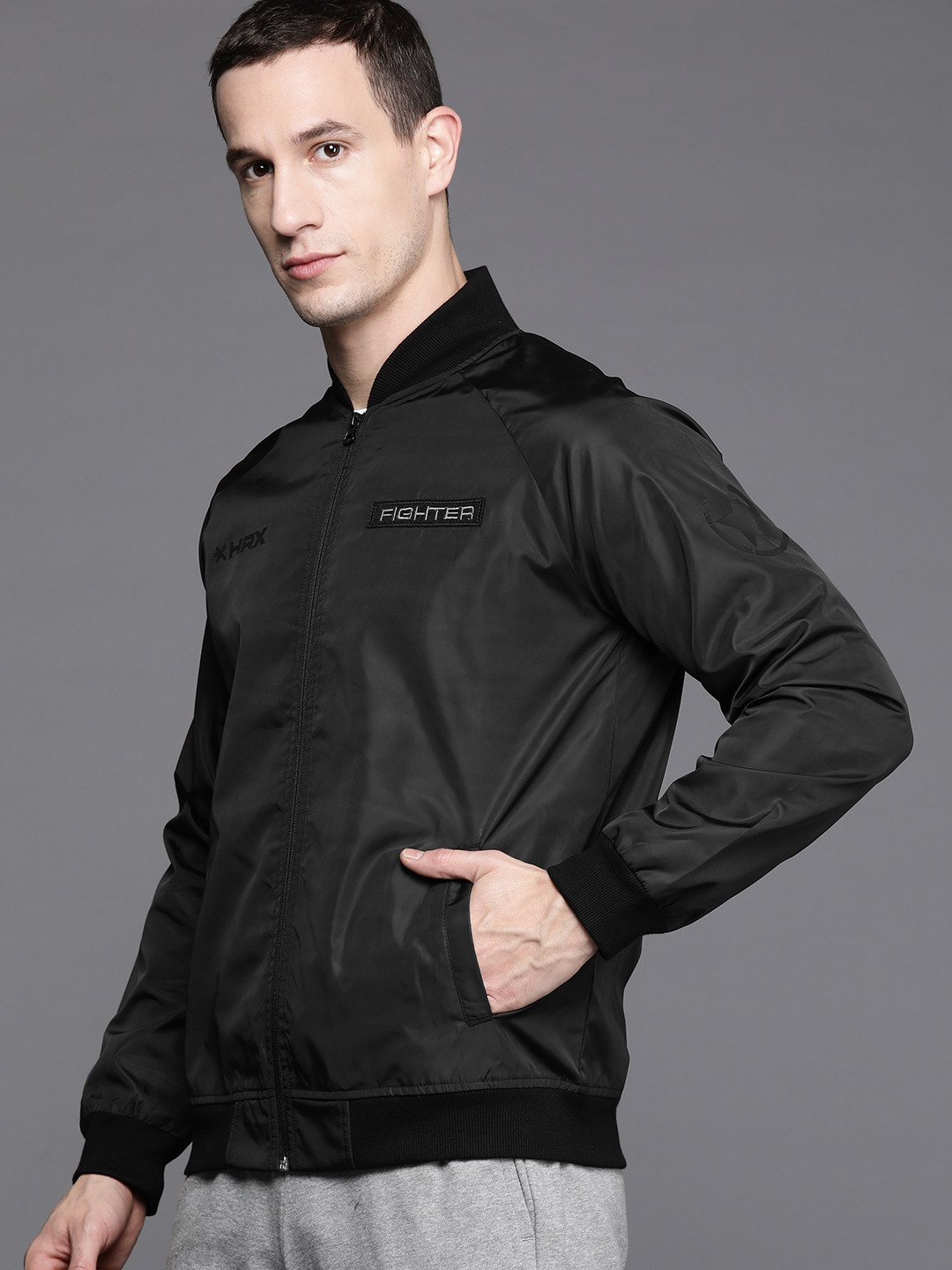 

HRX by Hrithik Roshan x Fighter Men Lightweight Bomber Jacket, Black