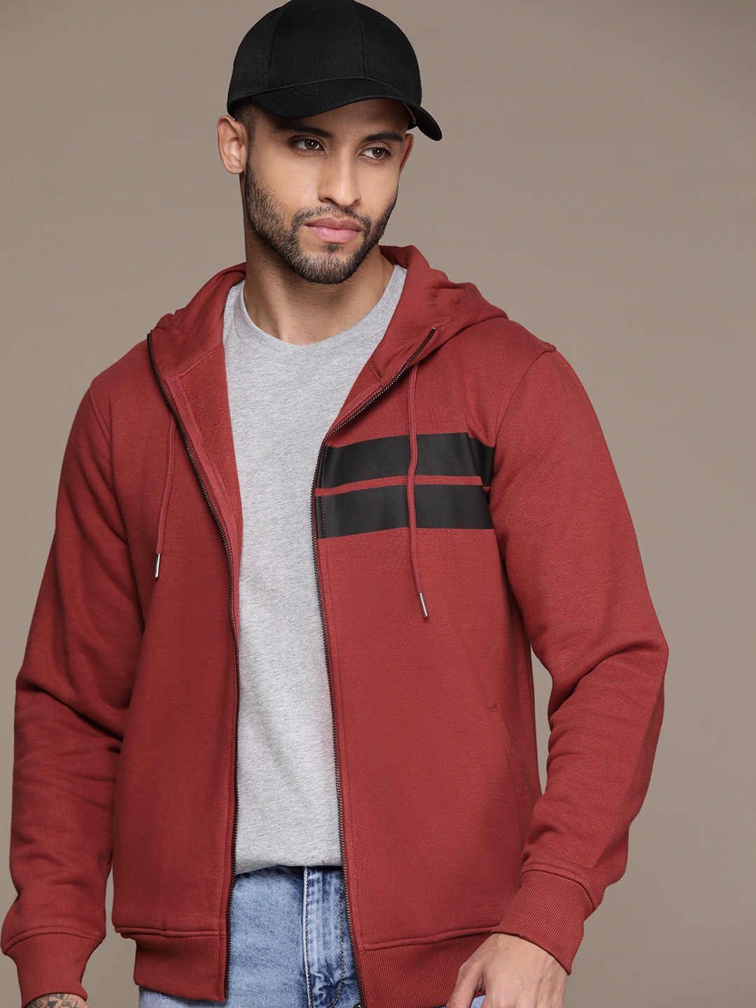 

The Roadster Lifestyle Co. Striped Hooded Sweatshirt, Maroon