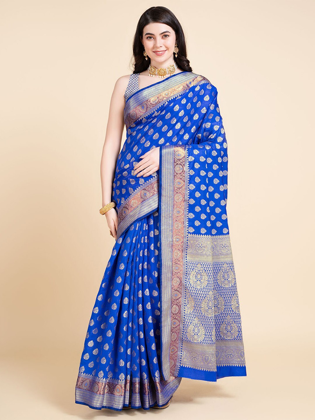 

Tasarika Ethnic Motifs Woven Design Pure Silk Saree, Blue
