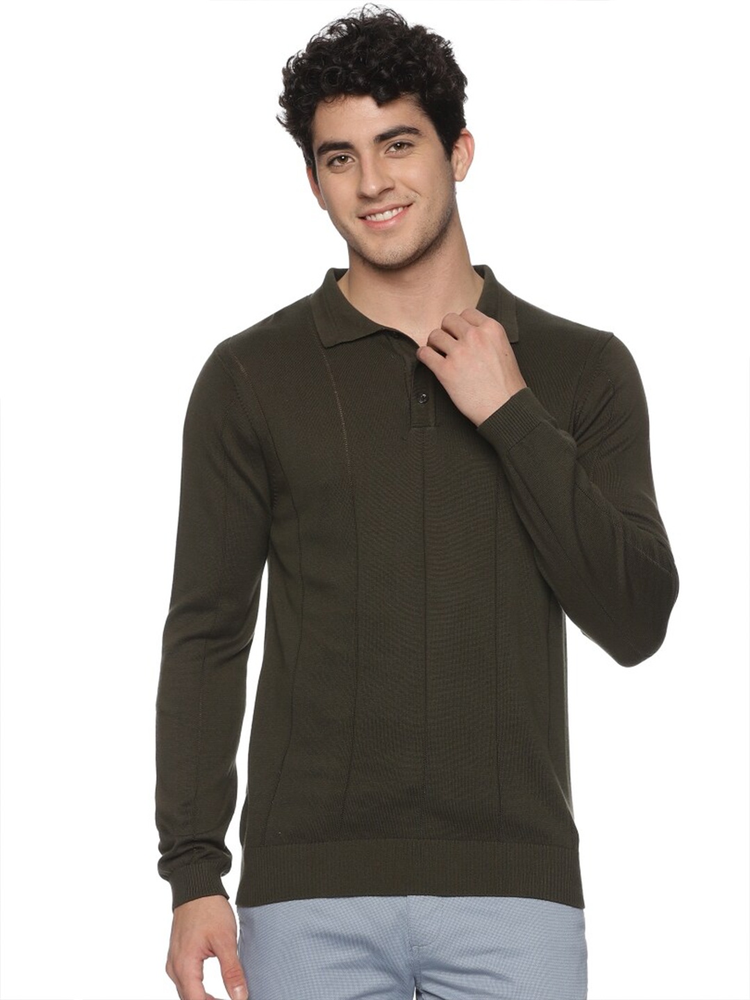 

Melvin Jones Polo Collar Pure Cotton T-shirt, Olive