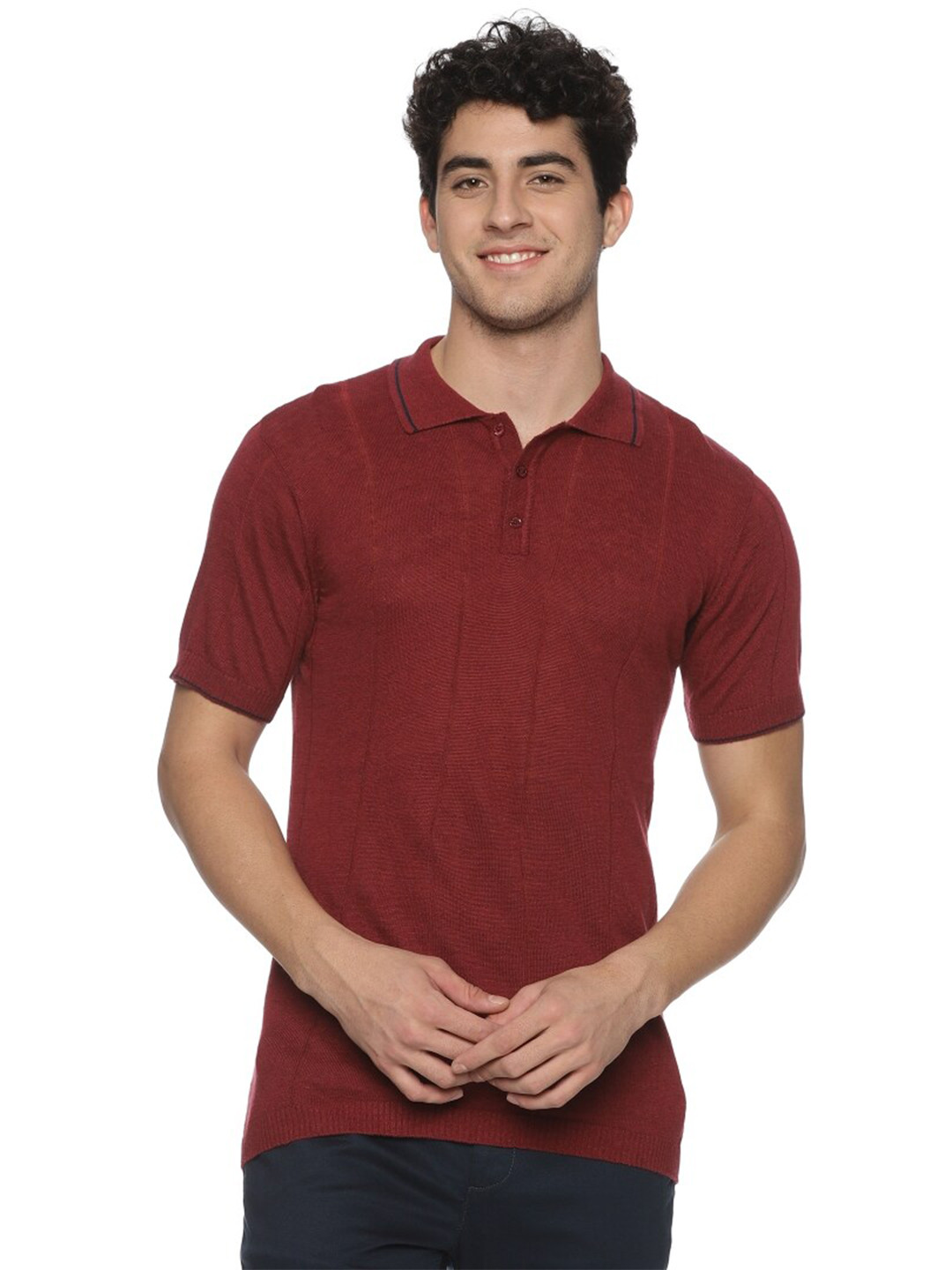 

Melvin Jones Polo Collar Cotton Linen T-shirt, Maroon