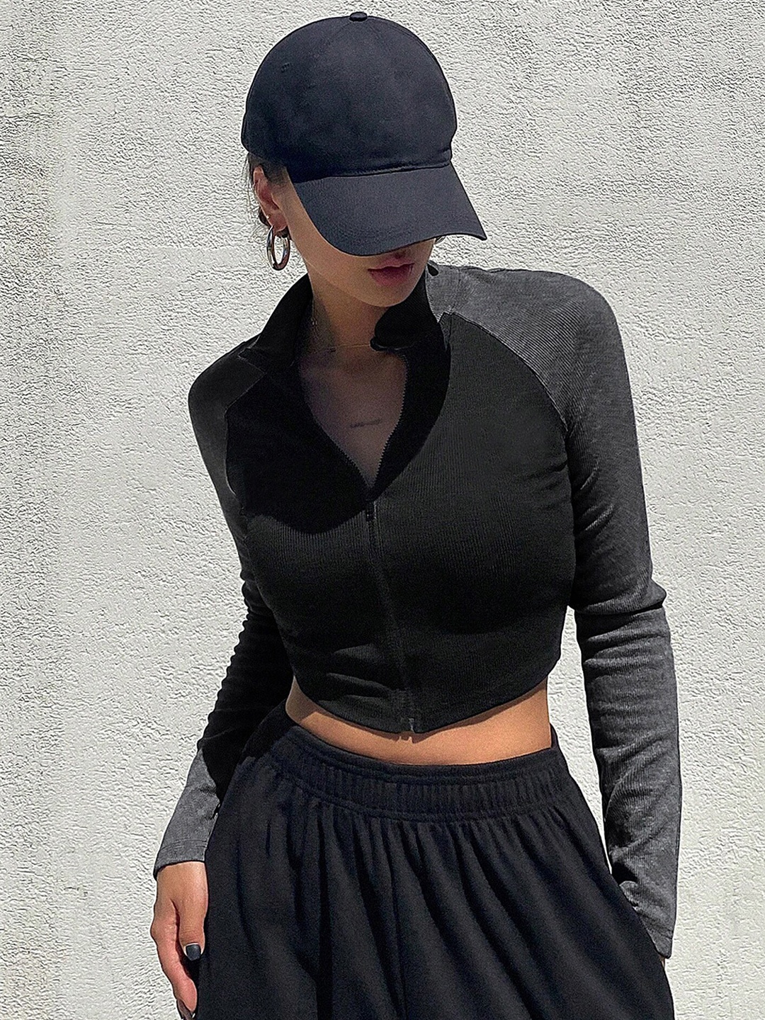 

LULU & SKY High Neck Fitted Crop Top, Black