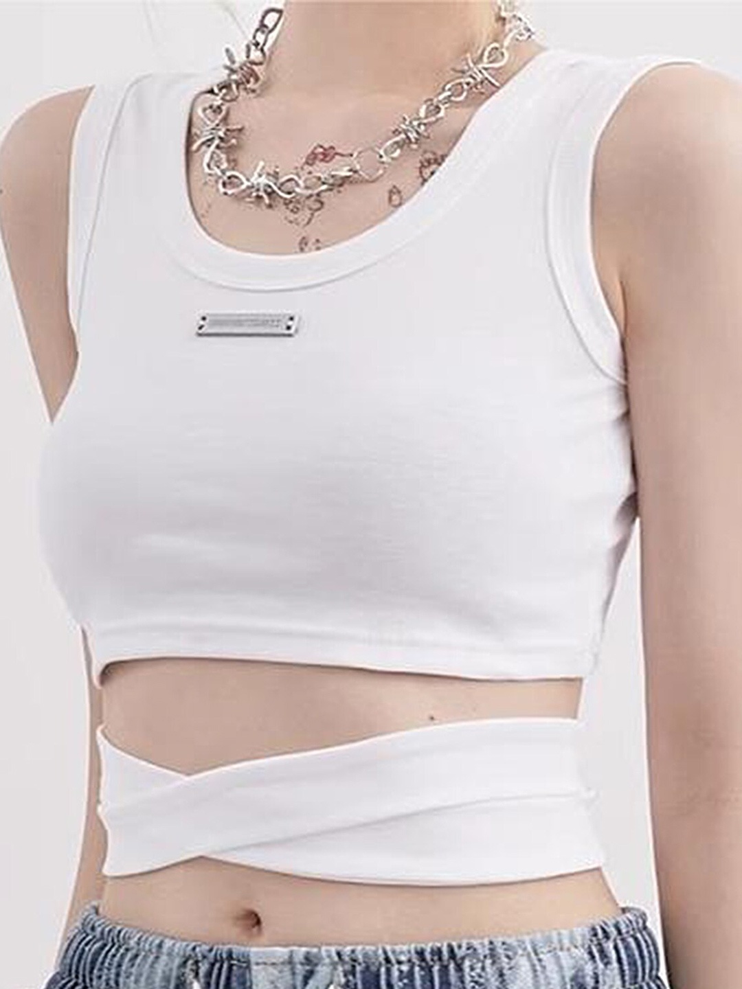 

LULU & SKY Solid Crop Top, White