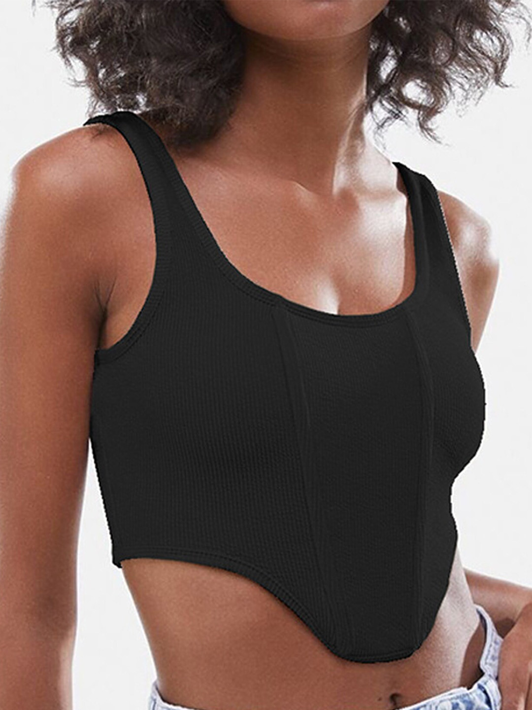 

LULU & SKY Shoulder Straps Crop Tank Top, Black