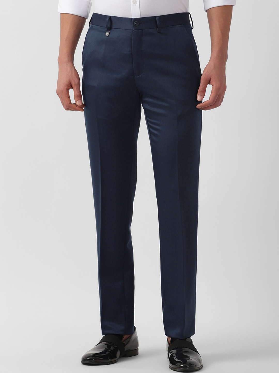 

V Dot Men Navy Blue Skinny Fit Formal Trousers