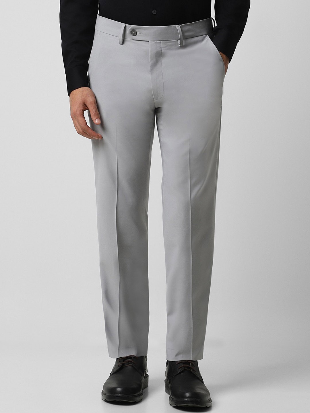 

Van Heusen Men Mid-Rise Slim Fit Formal Trousers, Grey