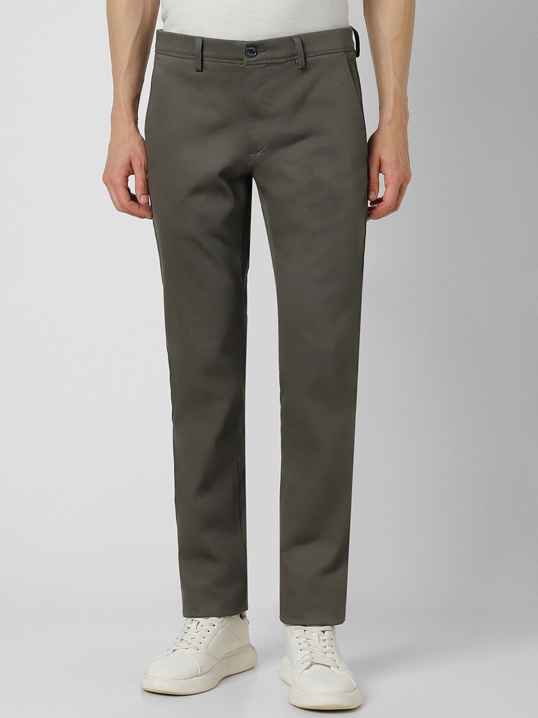 

Van Heusen Sport Men Mid-Rise Pure Cotton Slim Fit Trousers, Grey
