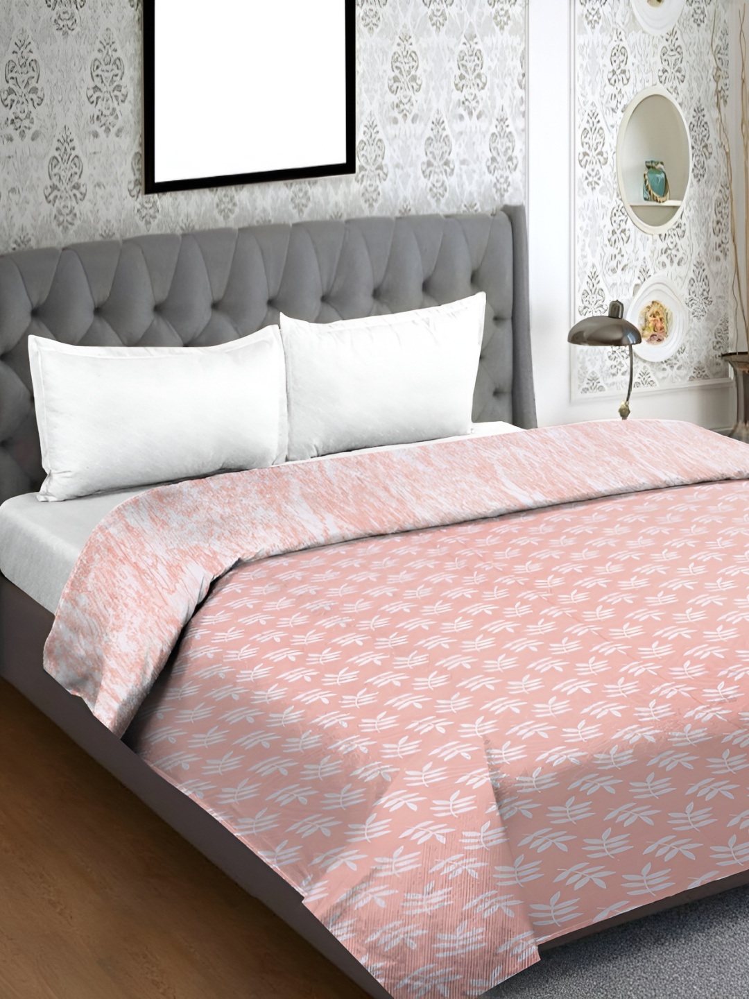 

RRC Peach Coloured Floral Cotton AC Room 150 GSM Double Bed Dohar