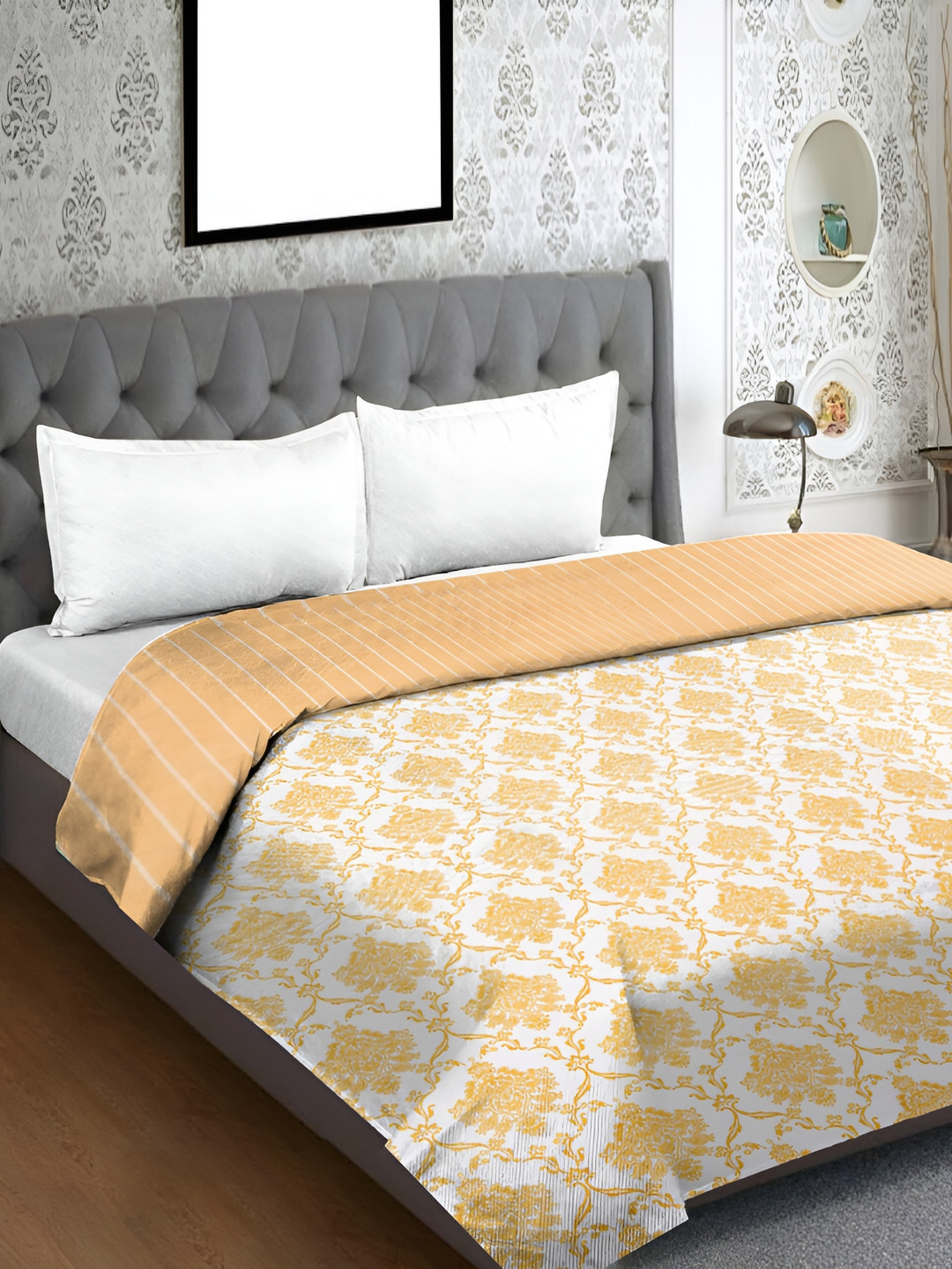

RRC Yellow & White Floral Cotton AC Room 150 GSM Double Bed Dohar