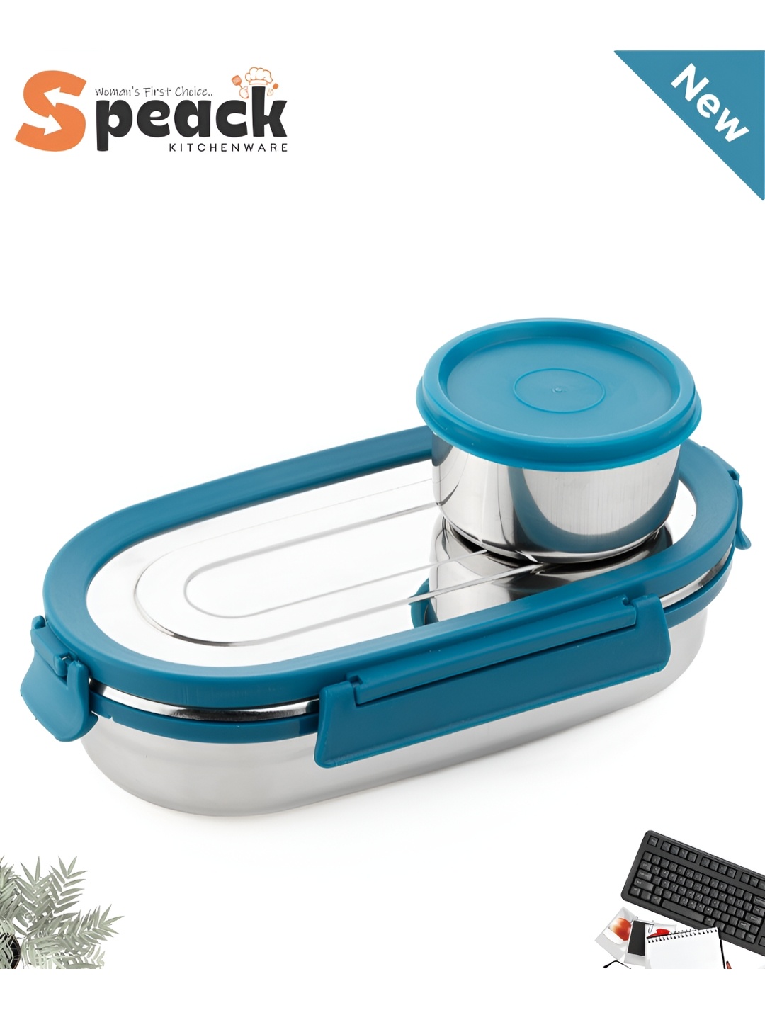 

Speack Blue Stainless Steel Dishwasher Safe Lunch Box 700 ml