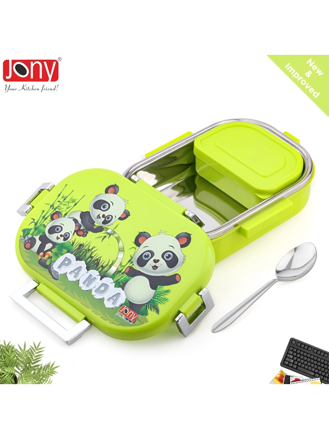 

Speack Green Stainless Steel Dishwasher Safe Lunch Box 900 ml