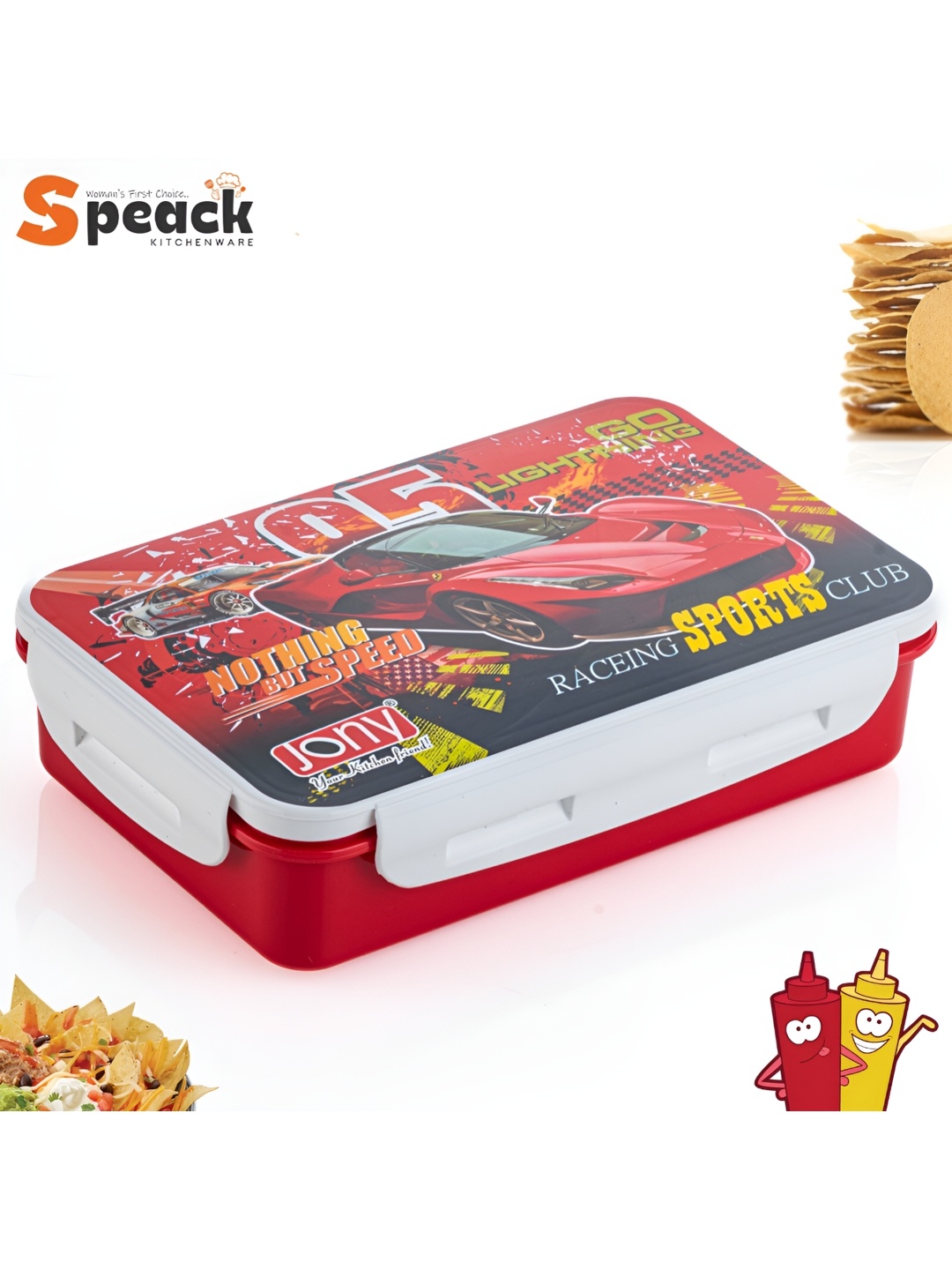 

Speack Red & White Dishwasher Safe Lunch Box 900 ml