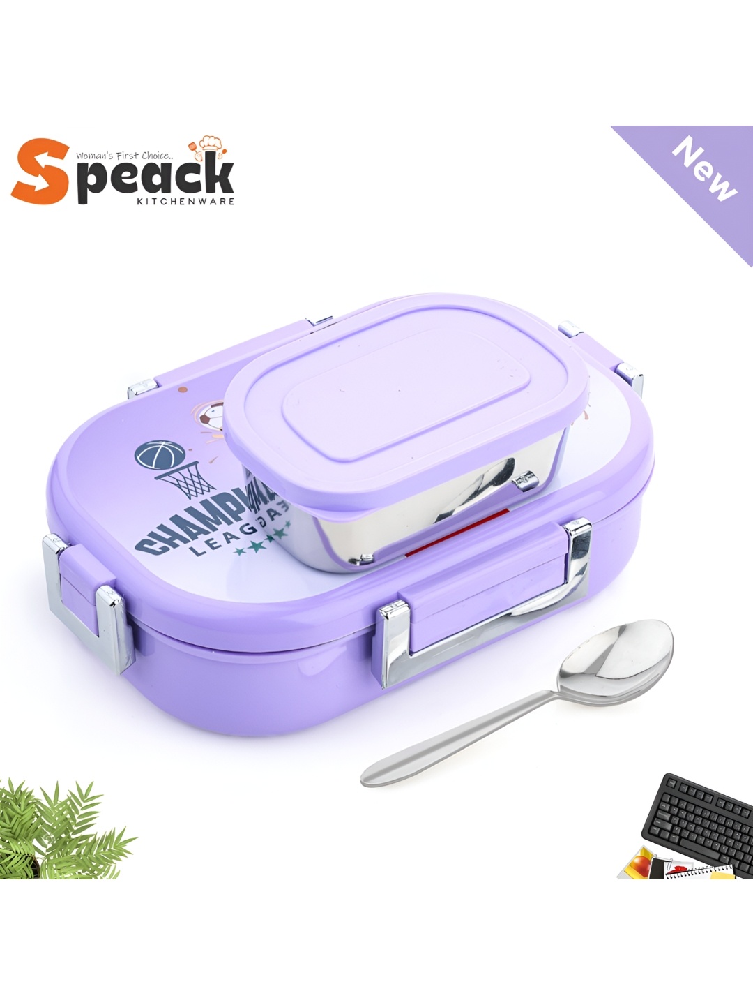 

Speack Purple Stainless Steel Dishwasher Safe Lunch Box 900 ml
