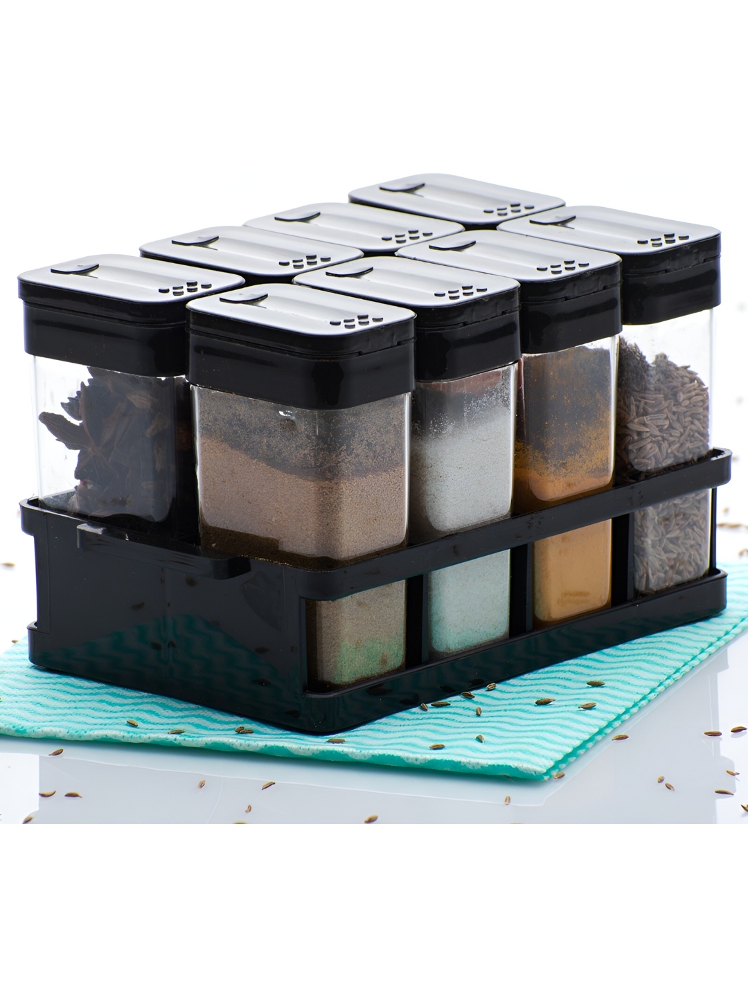 

Speack Black 8 Pcs Dishwasher Safe Spice Box