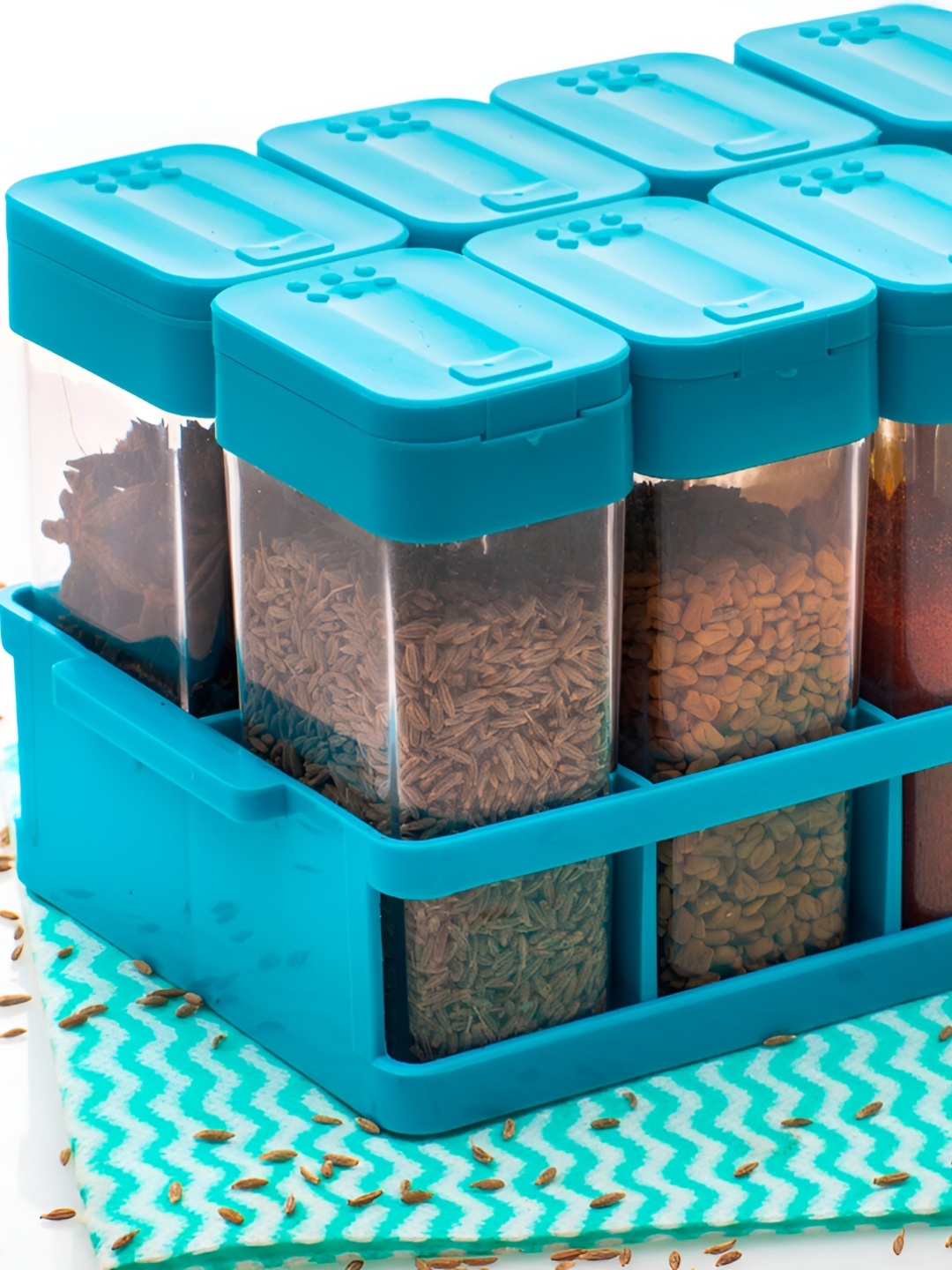 

Speack Blue Masala Box With Rack Dishwasher Safe Spice Box