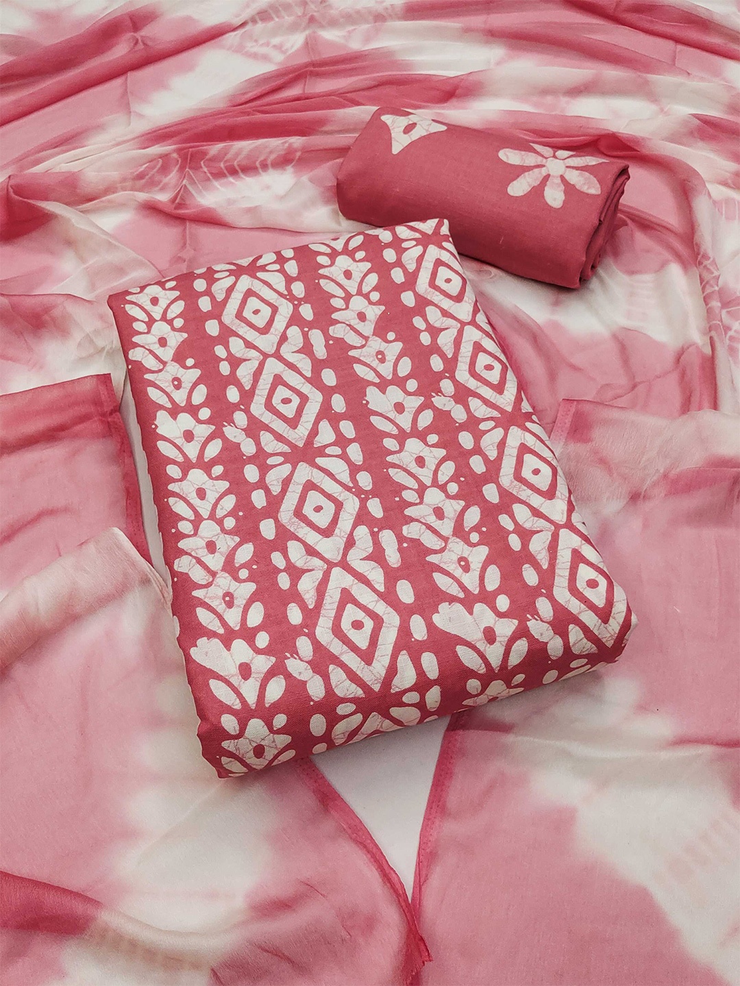 

Panzora Ethnic Motifs Printed Unstitched Dress Material, Pink