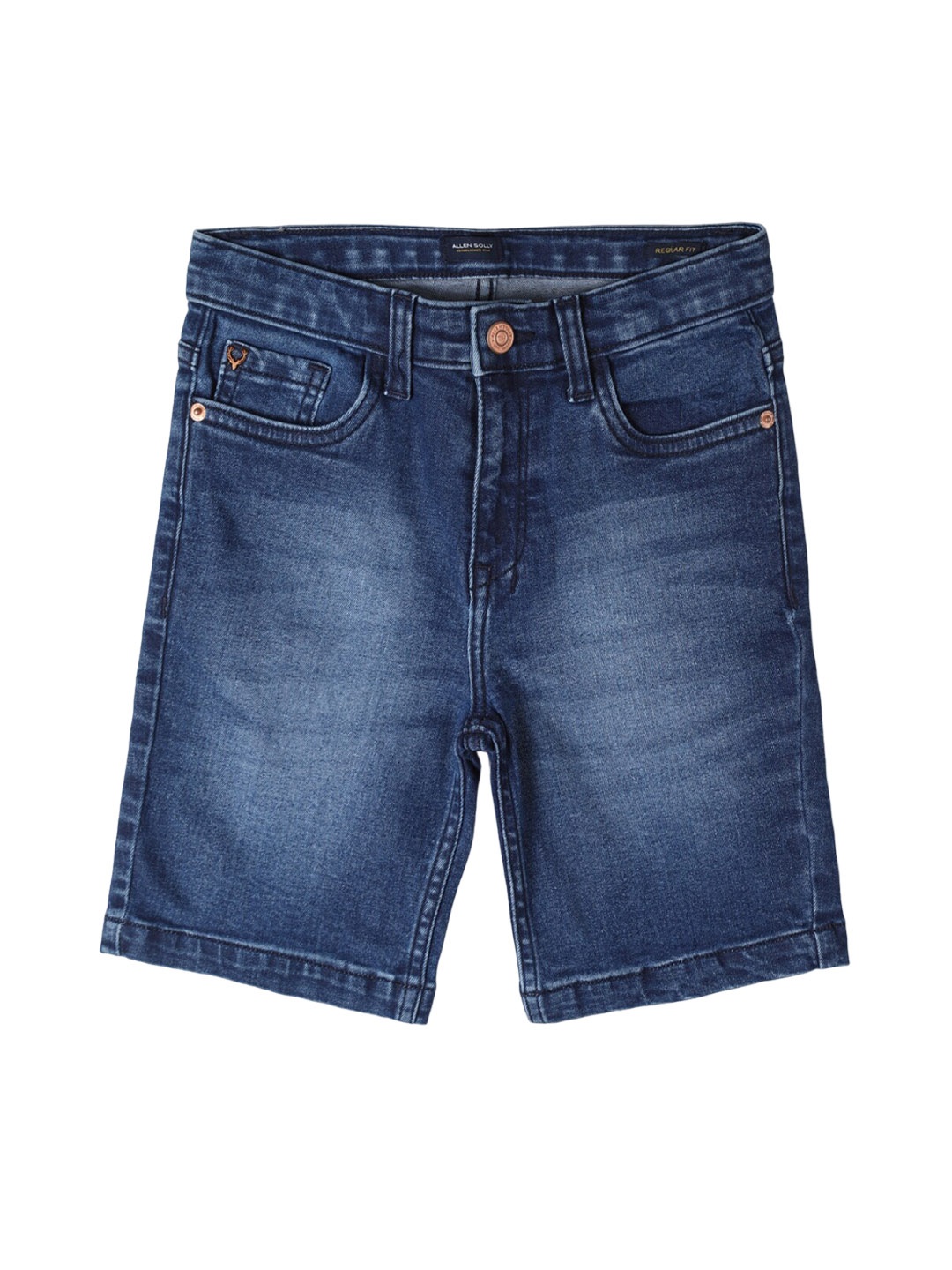 

Allen Solly Junior Boys Mid-Rise Washed Denim Shorts, Navy blue