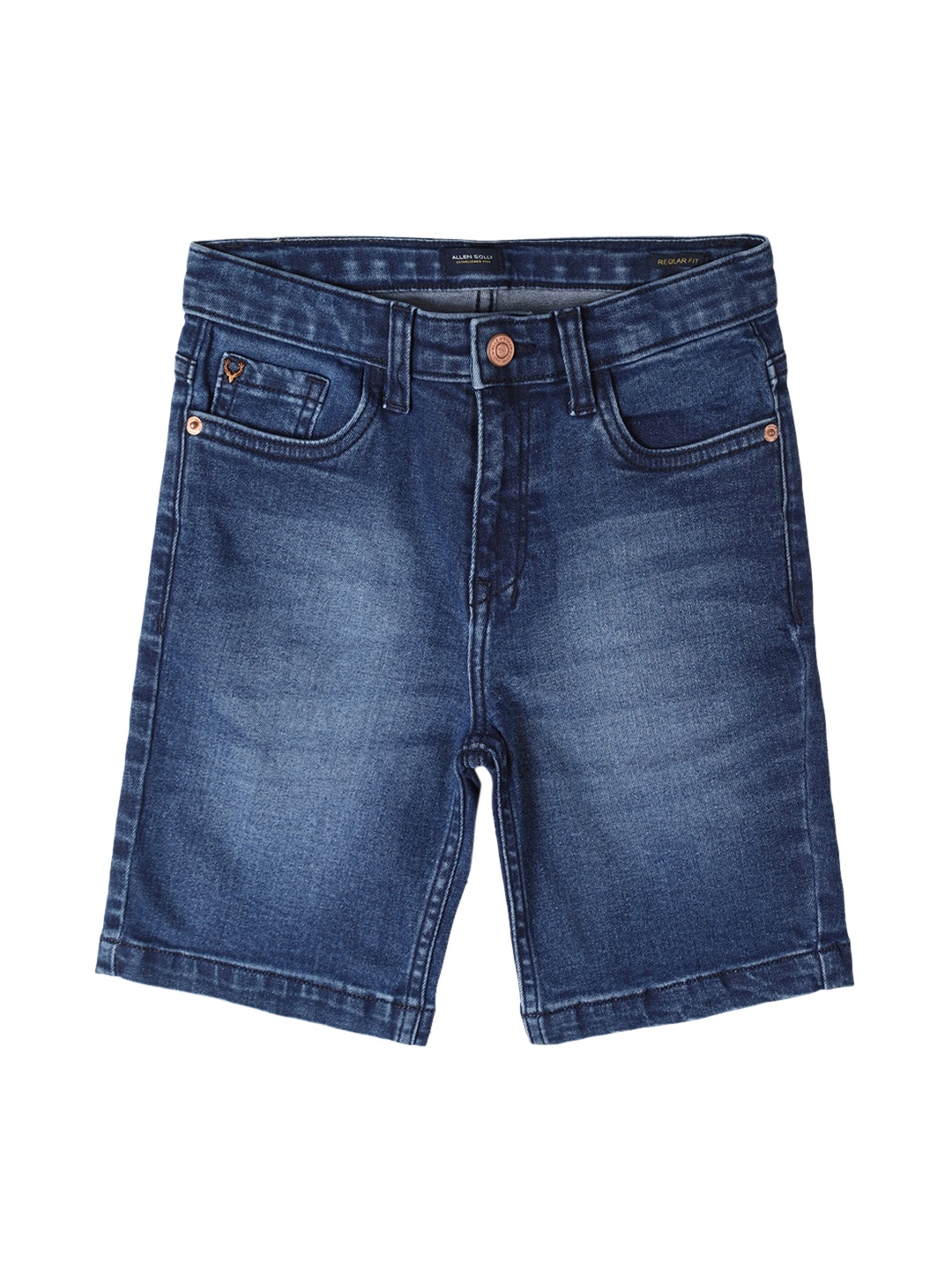 

Allen Solly Junior Boys Washed Mid-Rise Denim Shorts, Navy blue
