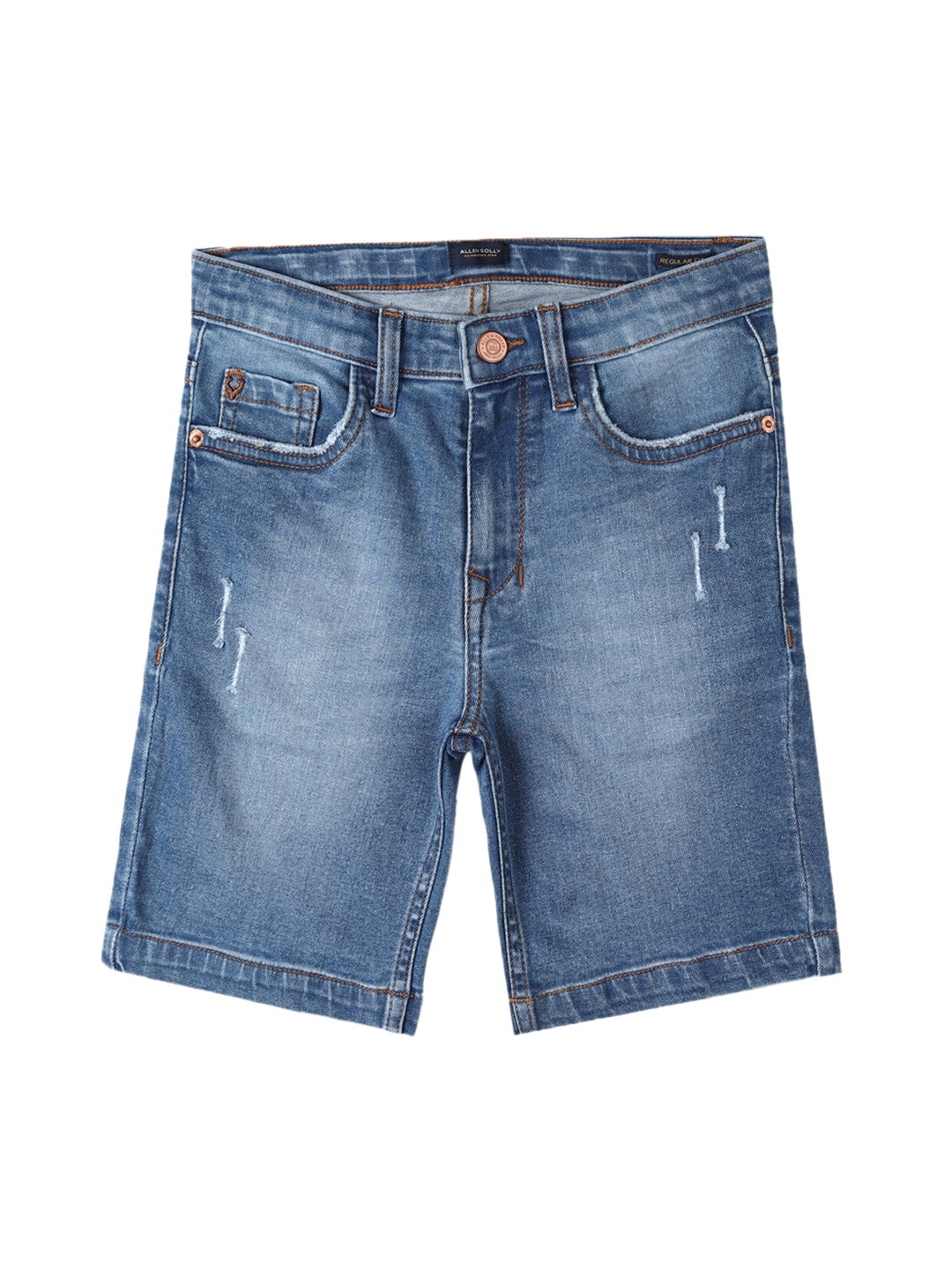 

Allen Solly Junior Boys Mid-Rise Washed Distressed Denim Shorts, Blue