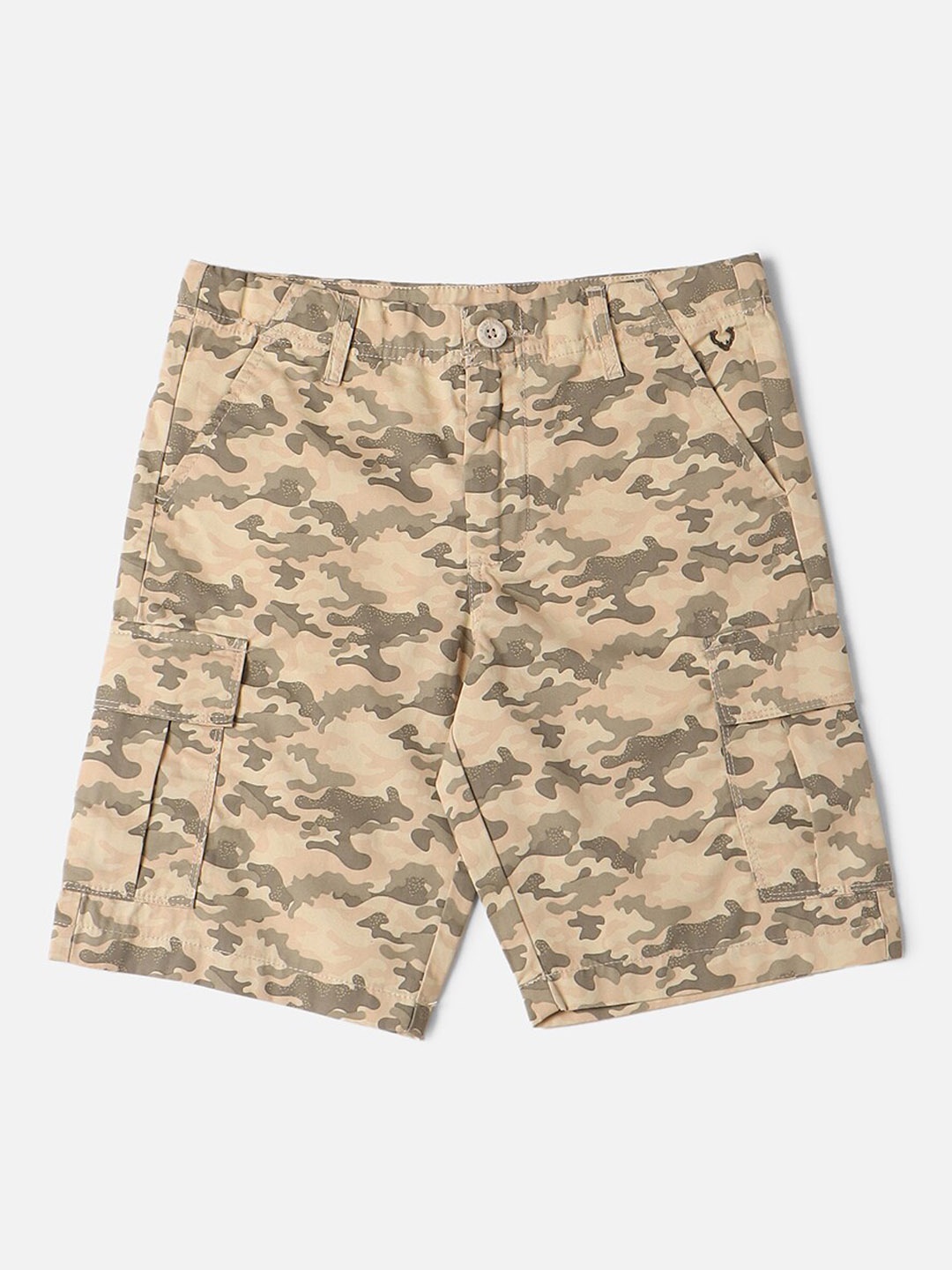 

Allen Solly Junior Boys Mid-Rise Camouflage Printed Pure Cotton Shorts, Beige