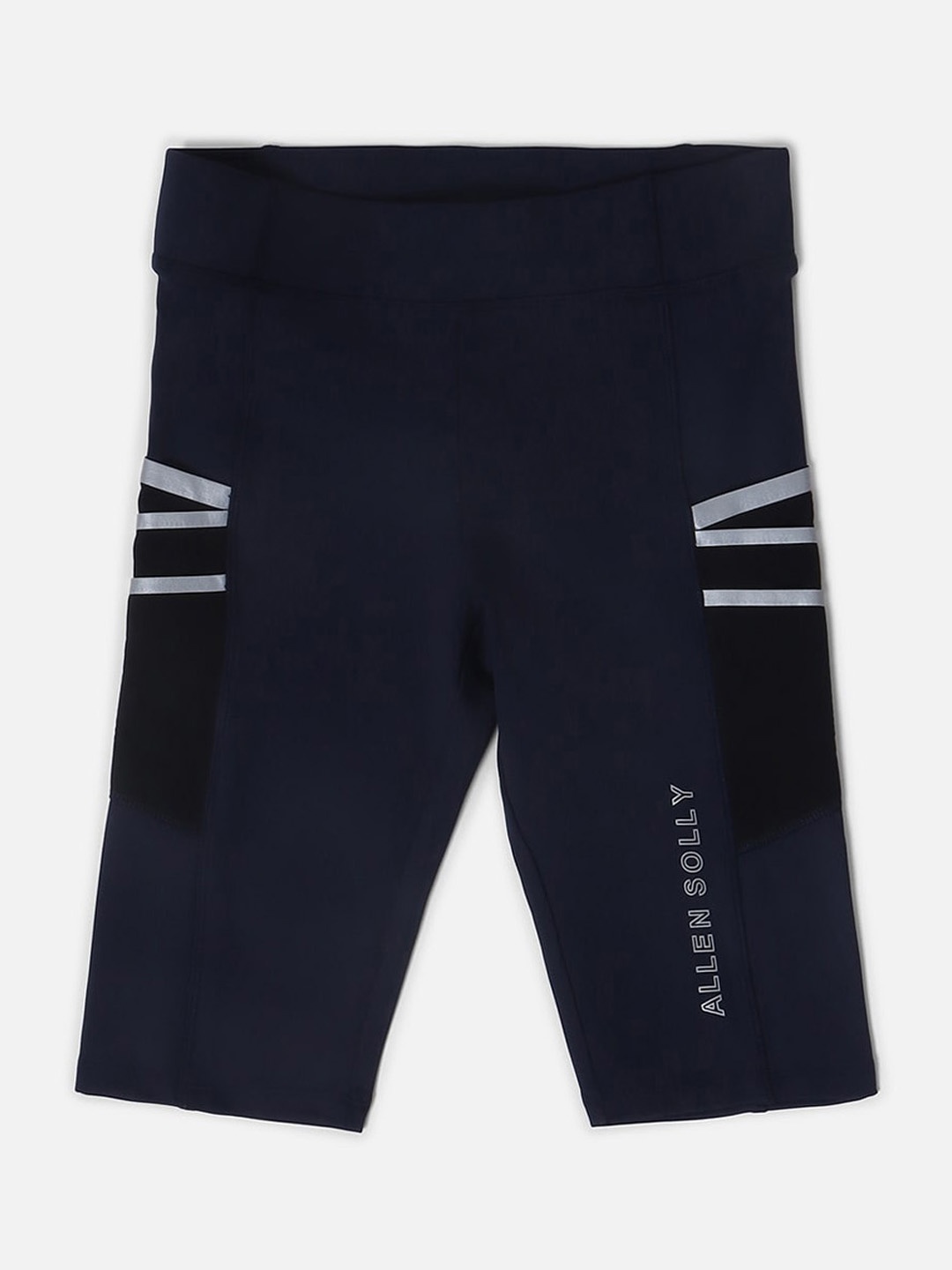 Allen Solly Junior Girls Typography Printed Mid-Rise Regular Shorts, Navy blue