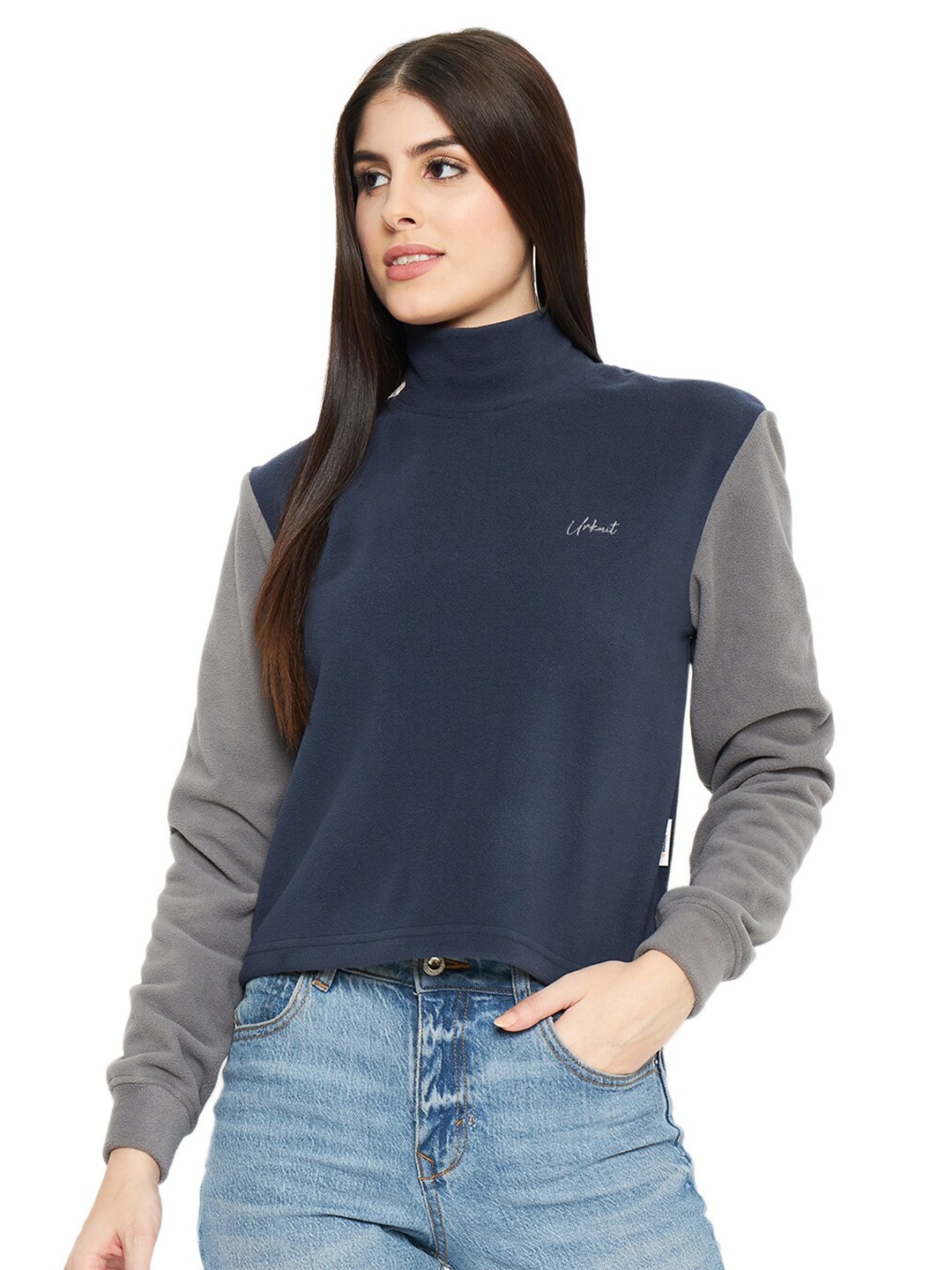 

URKNIT Women Blue Colourblocked Sweatshirt