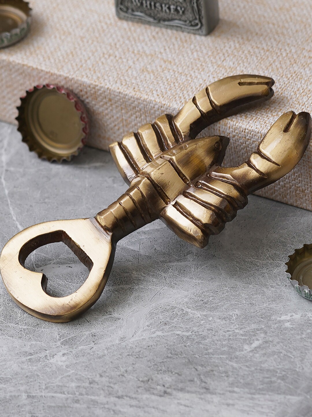 

eCraftIndia Brass Lobster Bottle Opener, Gold