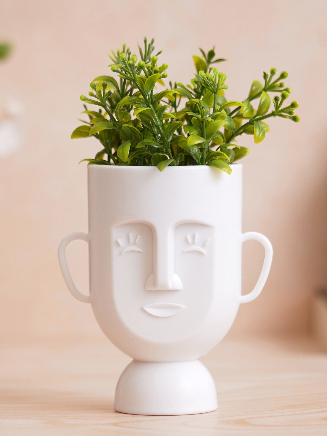 

eCraftIndia White Human Face Shaped Vase