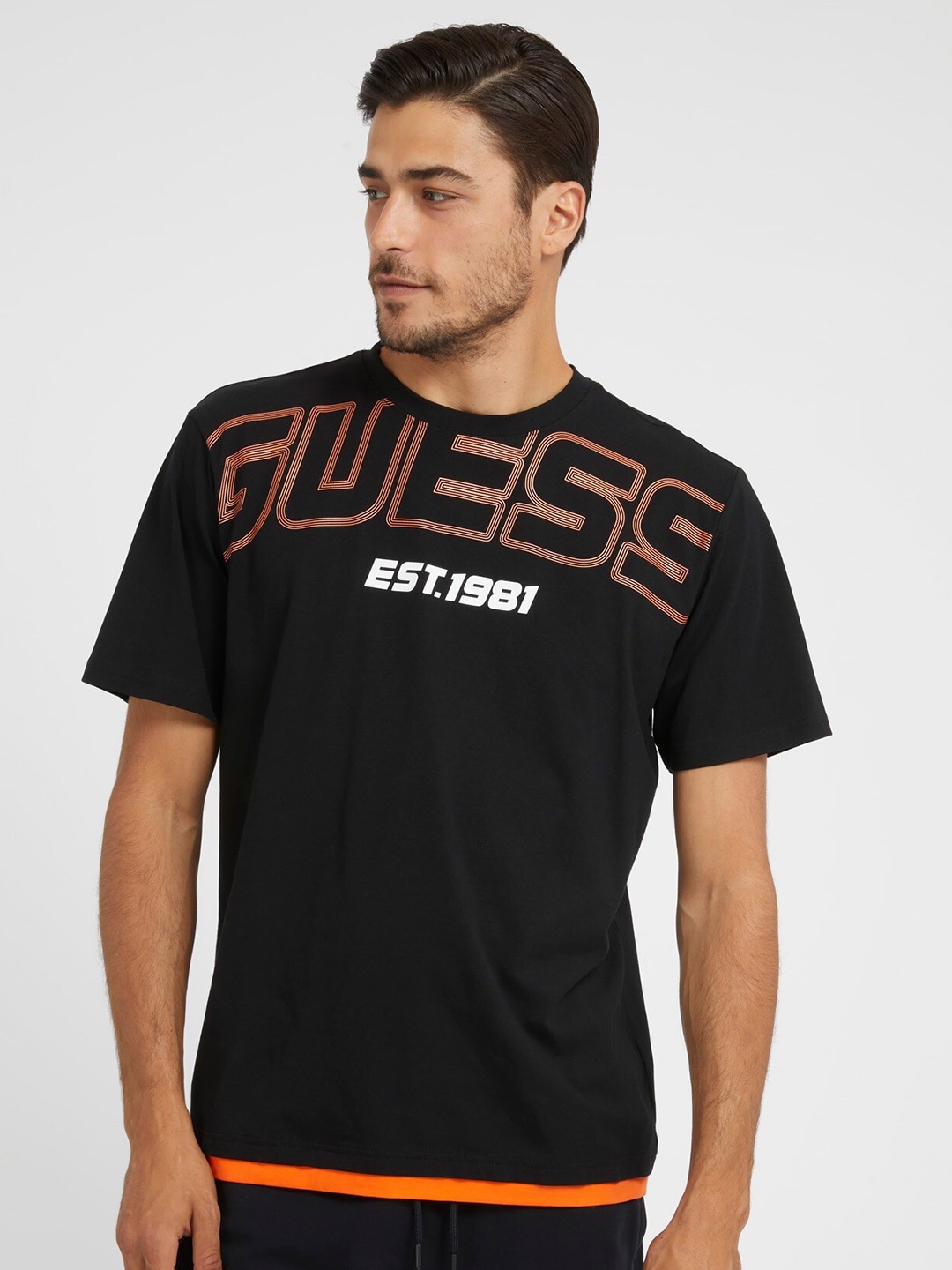 

GUESS Typography Printed T-shirt, Black