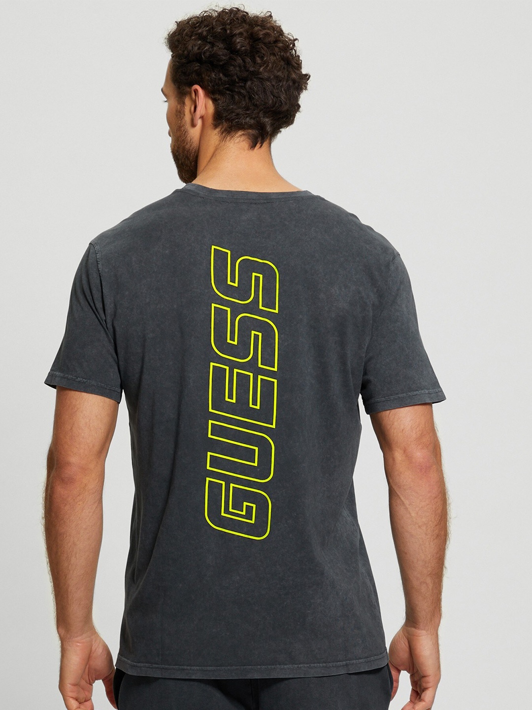 

GUESS Typography Printed Pure Cotton T-shirt, Black