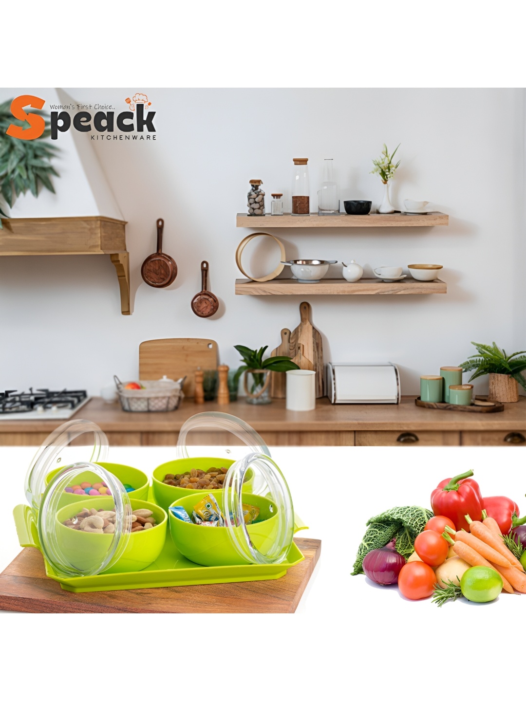 

Speack Green 4 Pieces Melamine Serving Bowls 400ml