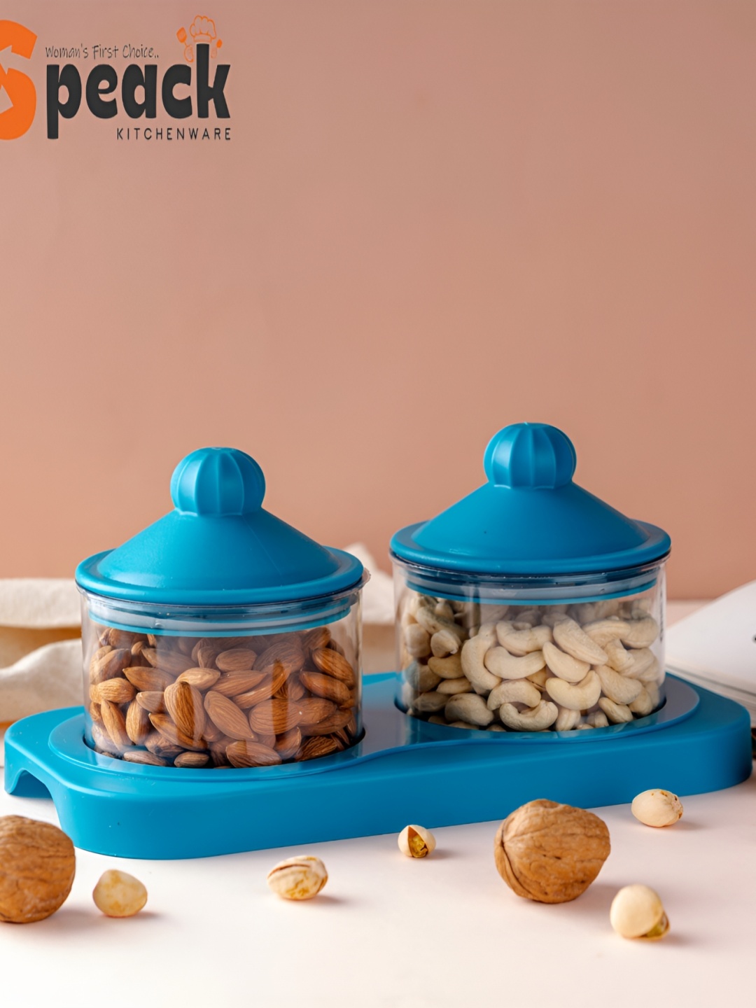 

Speack Blue 2 Pieces Containers With Leak-Free Lid and Tray 500 ml