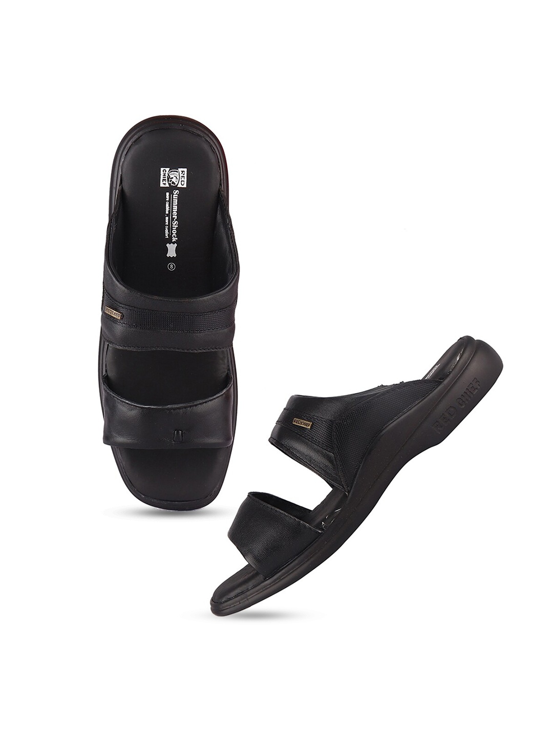 

Red Chief Men Leather Comfort Sandals, Black