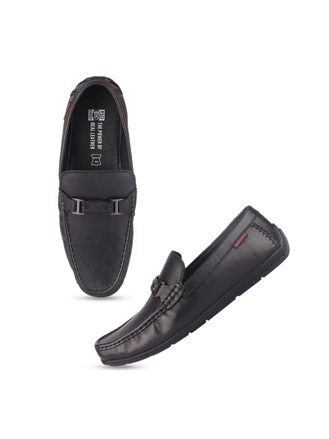 

Red Chief Men Textured Leather Driving Shoes, Black