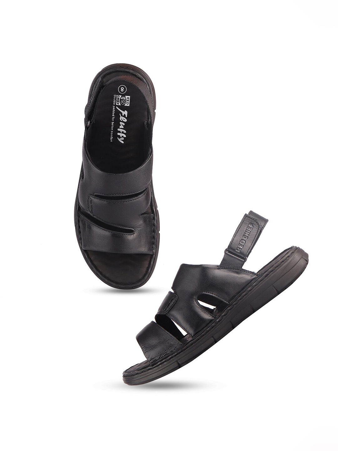 

Red Chief Men Leather Comfort Sandals, Black