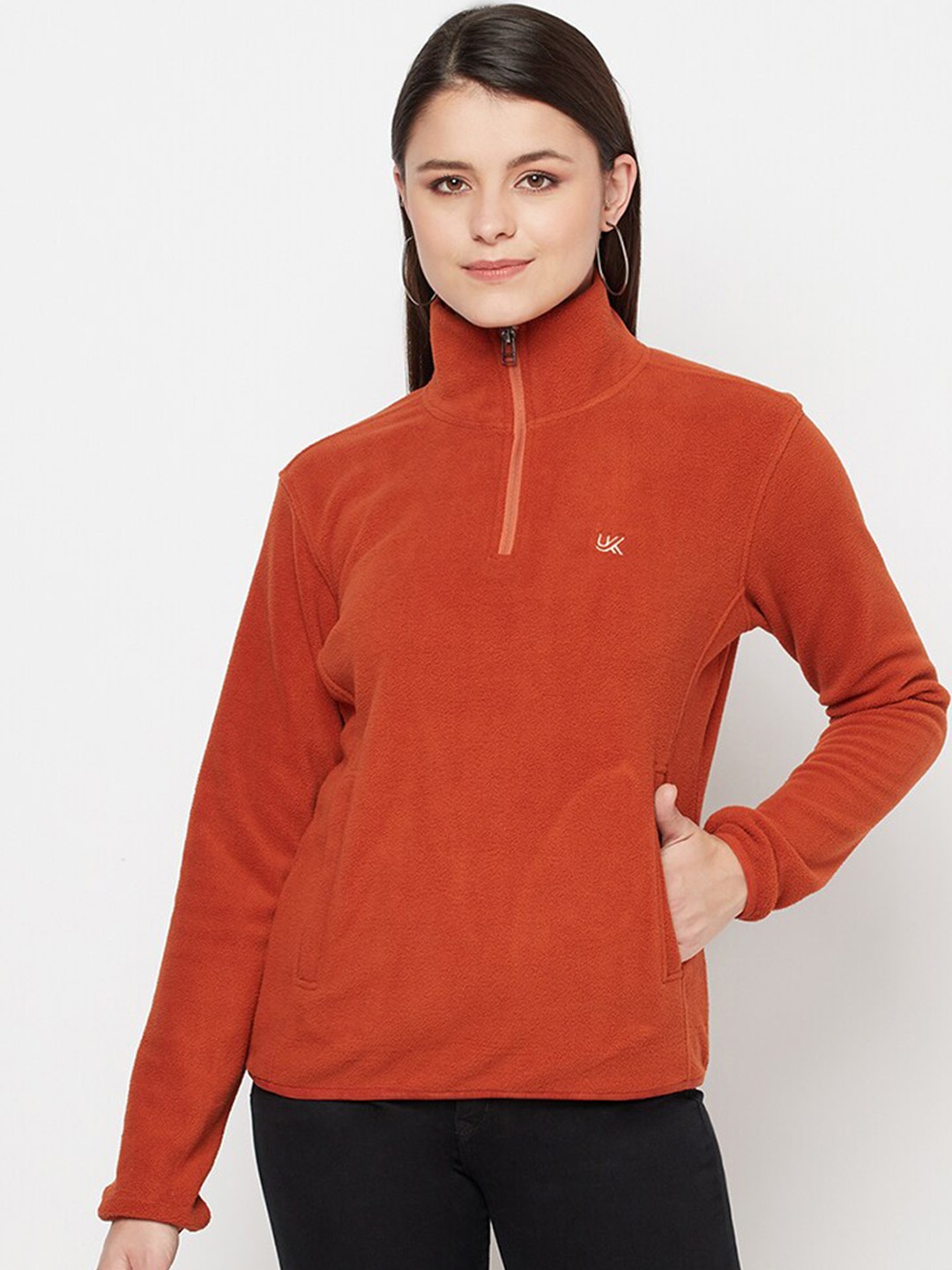 

URKNIT Women Orange Lightweight Knitted Jacket