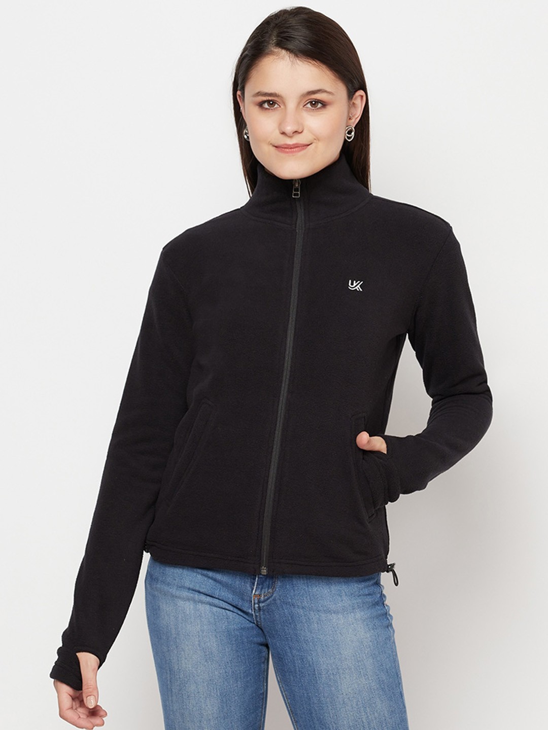 

URKNIT Mock Collar Lightweight Bomber Jacket, Black