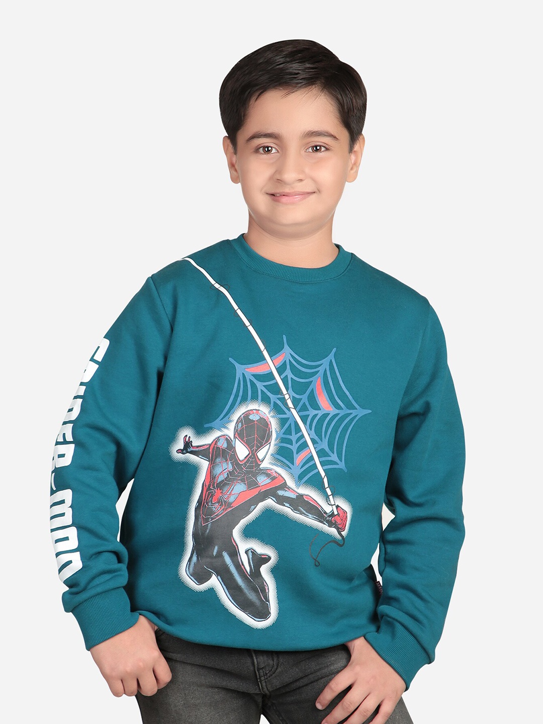 

Bodycare Kids Boys Spiderman Printed Fleece Pullover Sweatshirt, Blue