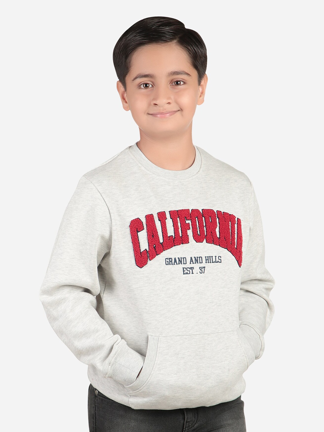 

Bodycare Kids Boys Typography Printed Fleece Sweatshirt, Grey